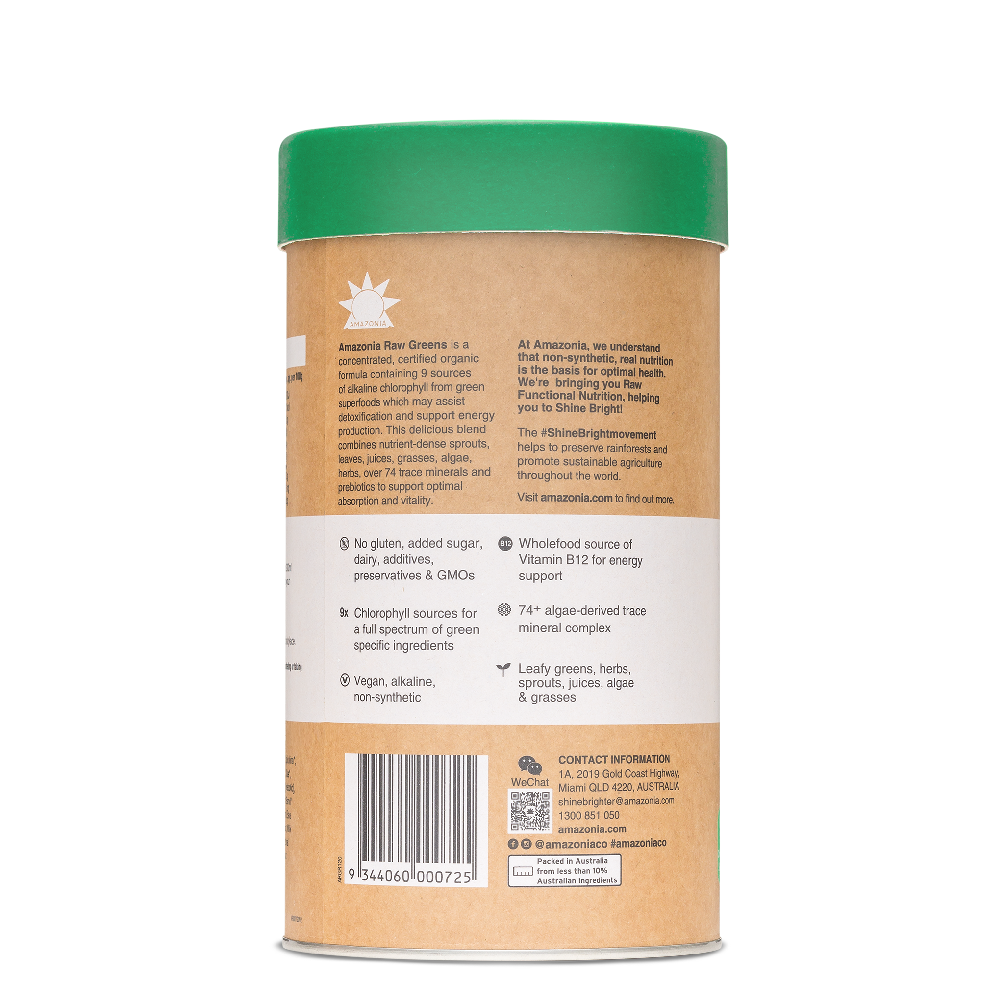 Amazonia Raw Organic Superfood Greens Powder - Vegan, Gluten-Free, Nutrient-Rich Supplement for Detox & Energy Boost | Perfect for Smoothies, Juices & Daily Wellness Routine