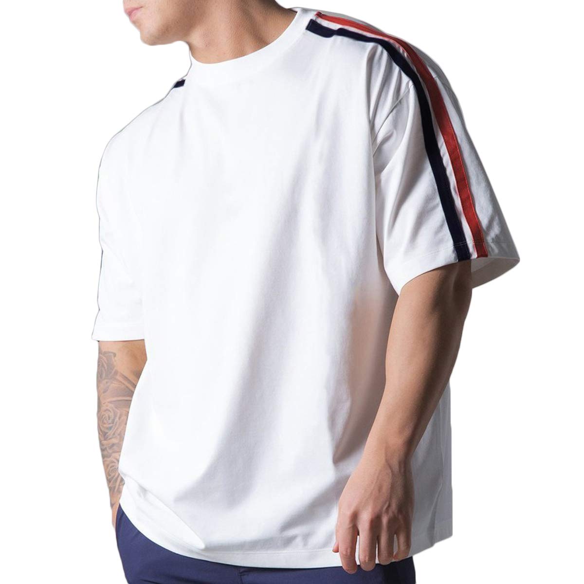 Magiftbox Men's Workout Shirts - Short Sleeve Oversized Gym T-Shirts for Men, Hipster Street Style Casual Wear (T41) - Perfect for Gym, Running, Workout & Everyday Street Fashion
