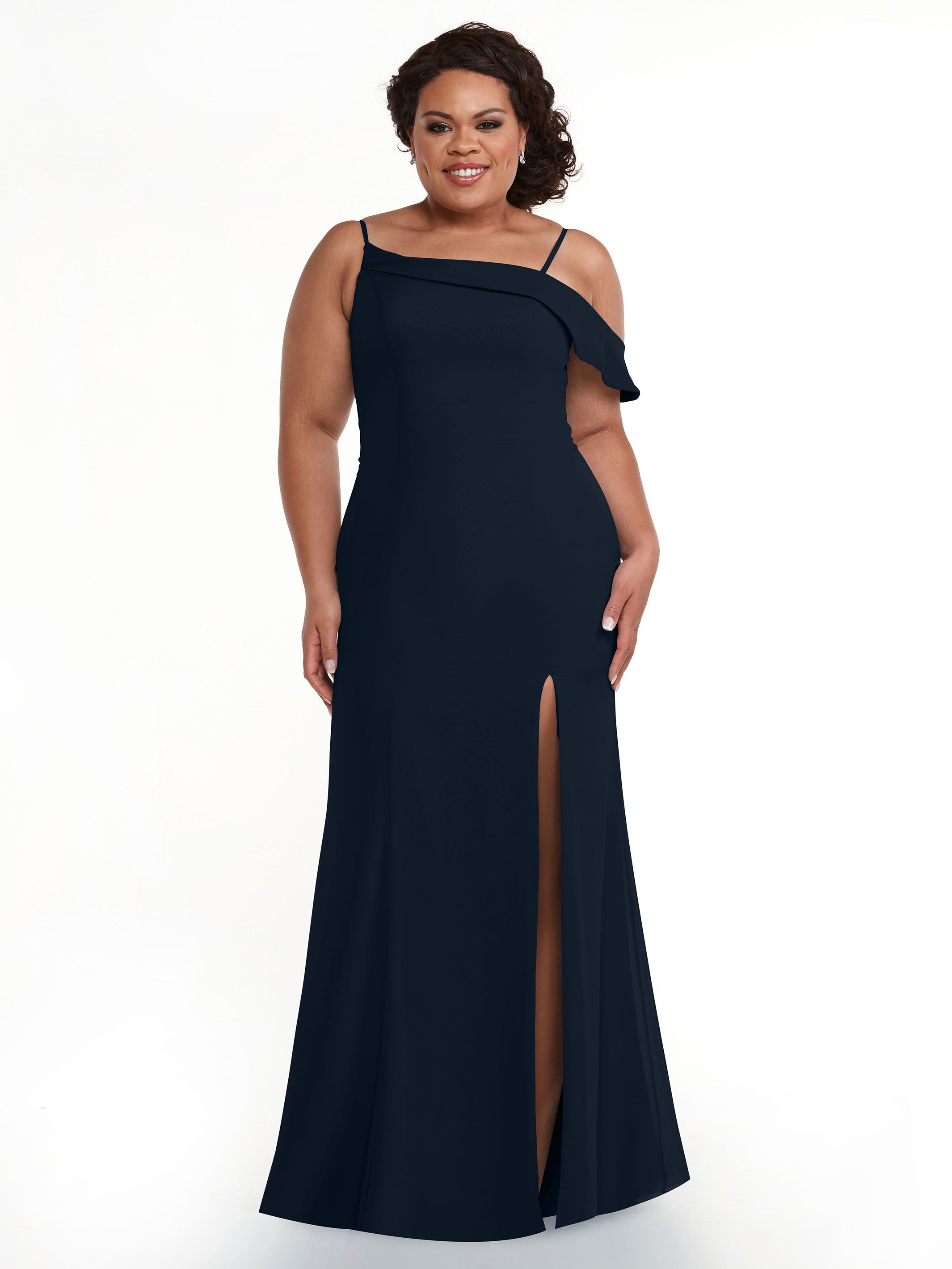 Elegant One Shoulder Chiffon Bridesmaid Dress 80153 - Fit & Flare Style for Weddings, Prom, Formal Events - Plus Size Available