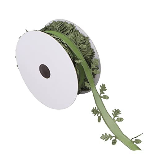 Leaf Ribbon - Waterproof Polyester Decorative Ribbon for Gift Wrapping, Holiday DIY Crafts, Christmas Present Packaging (Perfect for Gift Boxes, Party Decorations & Scrapbooking)