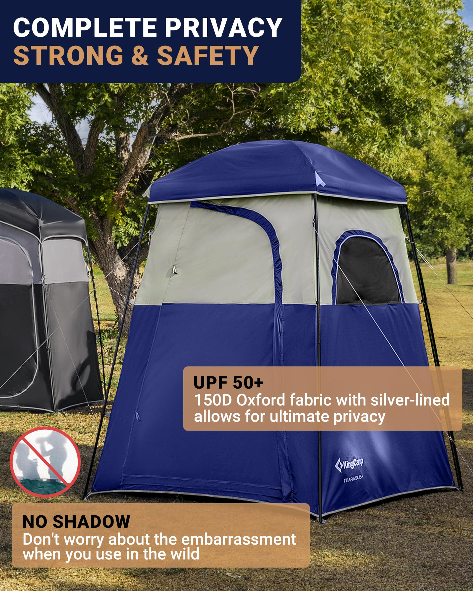 **KingCamp Luxury Camping Shower Tent with Shower Bag - 1 Room & 2 Room Privacy Shelter Toilet Tent for Outdoor Camping, Hiking & Travel**    *(Perfect for Camping Trips, Beach Outings, RV Adventures & Emergency Use)*