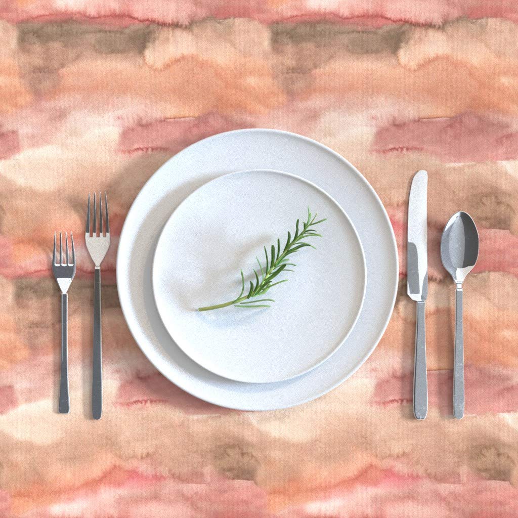 Custom Printed Cotton Sateen Tablecloth 70x108 Inches - Autumn Leaf Watercolor Design in Red & Earth Tones | Perfect for Fall Dinner Parties, Thanksgiving Decor & Farmhouse Style Dining