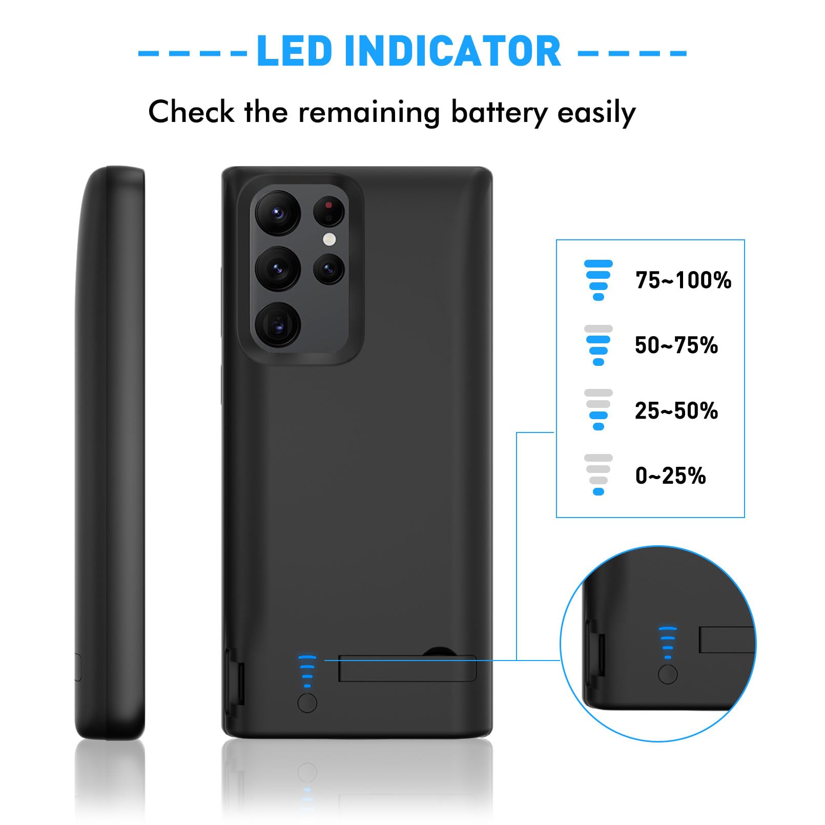 Samsung Galaxy S21 Ultra 5G Battery Case - 5000mAh Rechargeable Extended Charger with Kickstand & Dual Device Charging | Black | Perfect for Travel, Work & Outdoor Activities