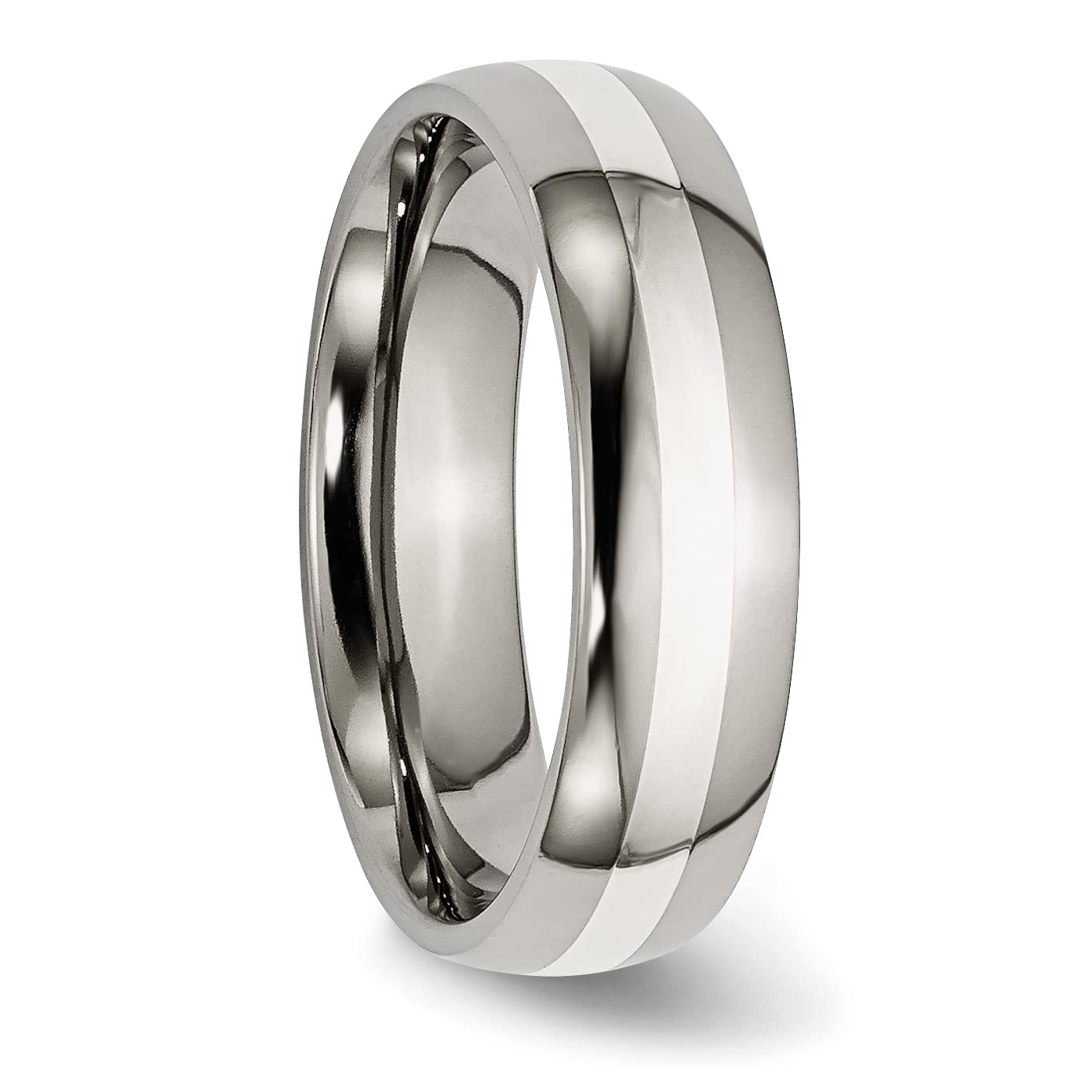IceCarats 6mm Titanium & 925 Sterling Silver Wedding Band Ring for Men & Women - Perfect for Engagement, Anniversary, and Everyday Wear