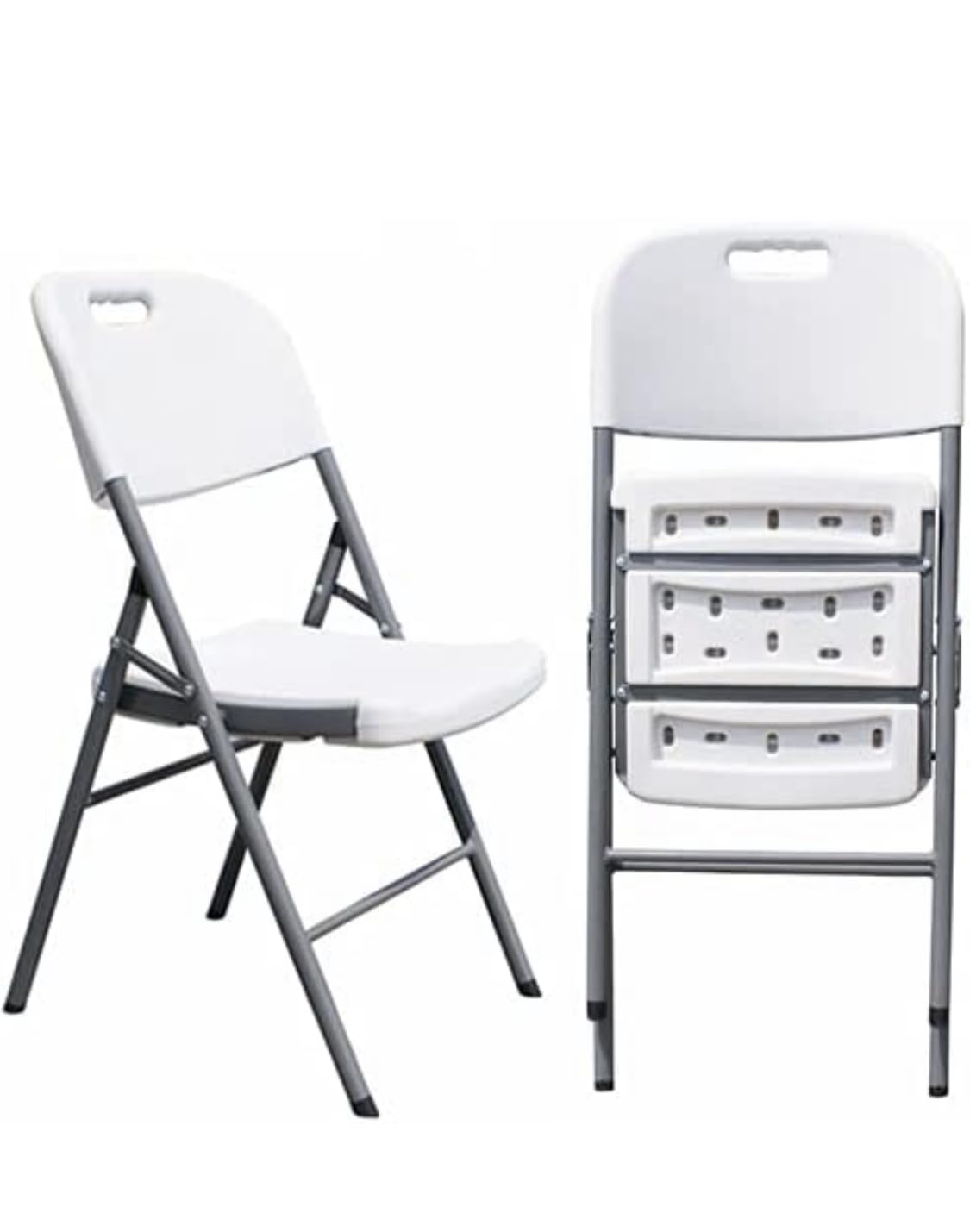 Heavy Duty Folding Plastic Chairs 4 Pack - Commercial Grade Stackable Indoor Outdoor Chairs with Steel Frame & Contoured Two-Tier Molded Seat - Perfect for Parties, Weddings, Dining, Garden, Patio, Camping and Events