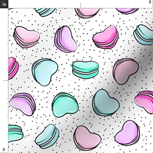 Heart Macarons & Polka Dot Printed Minky Fabric by The Yard - Valentine's Day Small Scale Scatter Pattern for Sewing Baby Blankets, Quilt Backing & Plush Toys | Perfect for DIY Crafts, Nursery Decor & Cozy Home Projects