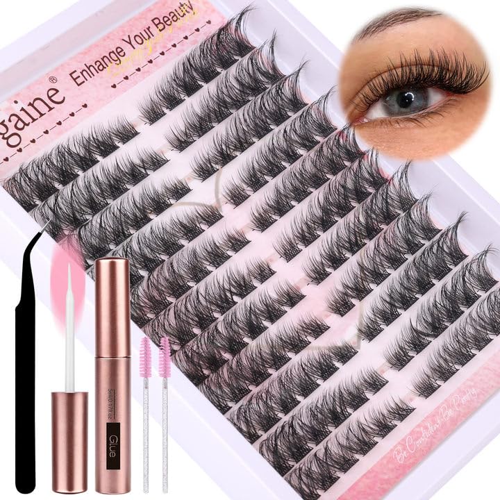 Premium Cat Eye Lash Extensions Kit - Natural Cluster Lashes (8-16mm, 132pcs/11 Pairs) with Eyelash Glue, Tweezers & Brushes - Fox Eye Effect for Dramatic Look - Perfect for Parties, Weddings & Special Occasions - Zegaine