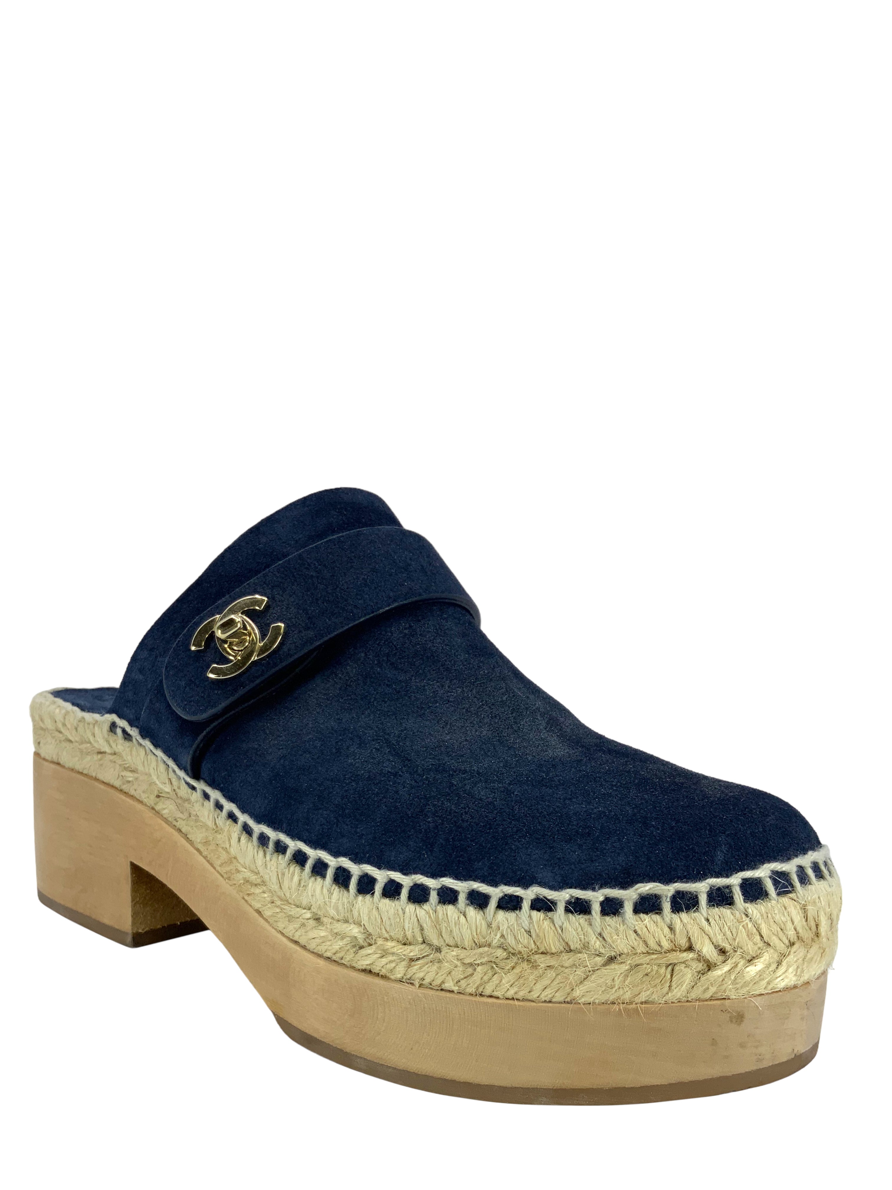 CHANEL Suede Calfskin CC Turn Lock Clogs Women's Size 6 - Luxury Comfortable Sandals for Summer, Beach & Casual Outfits