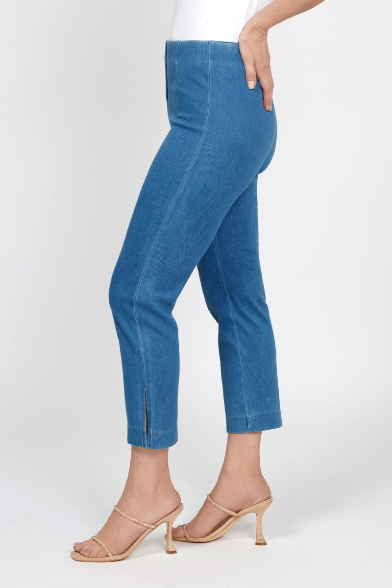 Holland Ave Vintage Blue Susan Denim Crop Pants - High Waisted Distressed Jeans for Women | Casual Streetwear & Boho Outfit Styling