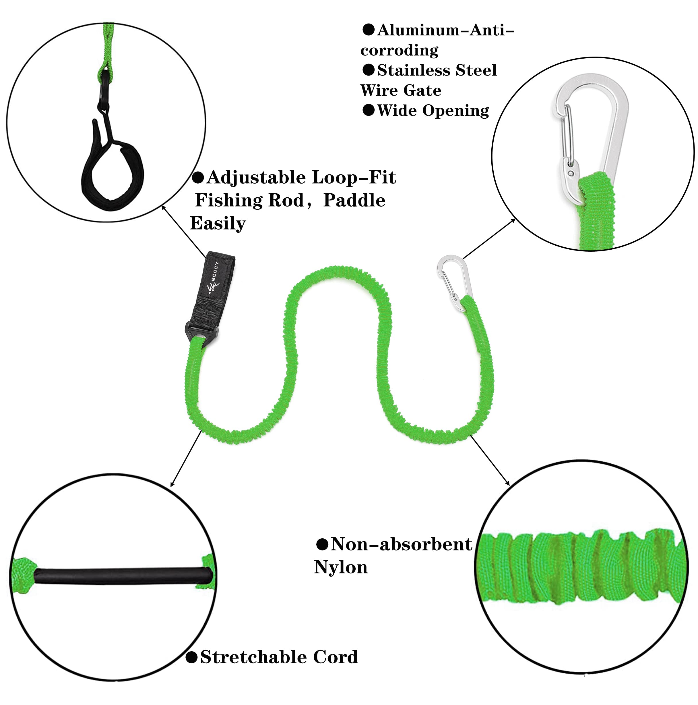 Stretchable Coiled Kayak Paddle Leash & Rod Lanyard - Durable Kayak Fishing Accessories for Paddles and Gear | Perfect for Kayaking, Canoeing, and Water Sports