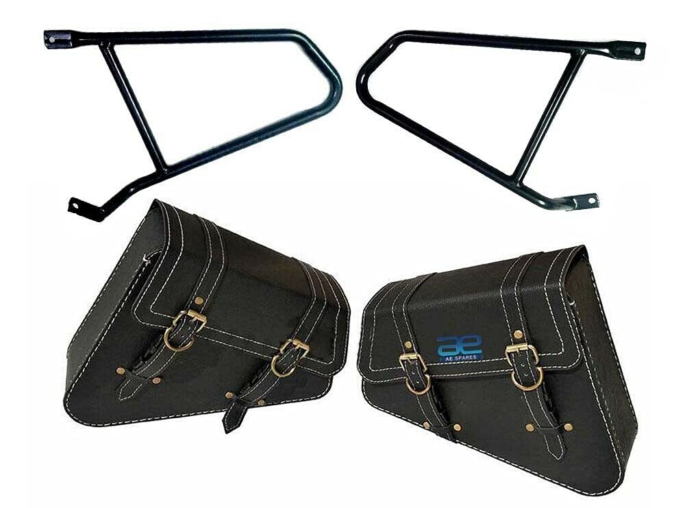 Royal Enfield Interceptor 650 Motorcycle Luggage Racks & Black Waterproof Pannier Bags Set - Durable Side Saddlebags for Touring, Commuting & Adventure Riding