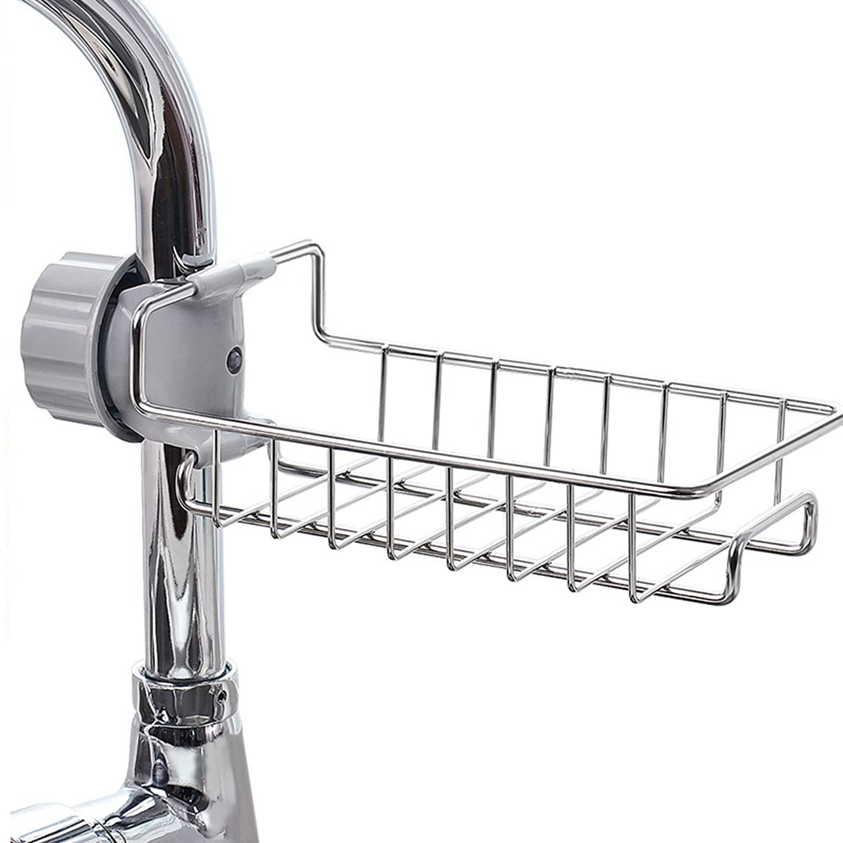 Stainless Steel Kitchen Sink Organizer - Sponge, Soap & Brush Holder with Drainer Rack | Hanging Faucet Caddy for Bathroom & Shower Storage | Perfect for Organizing Sponges, Towels, Shampoo Bottles & Cleaning Supplies