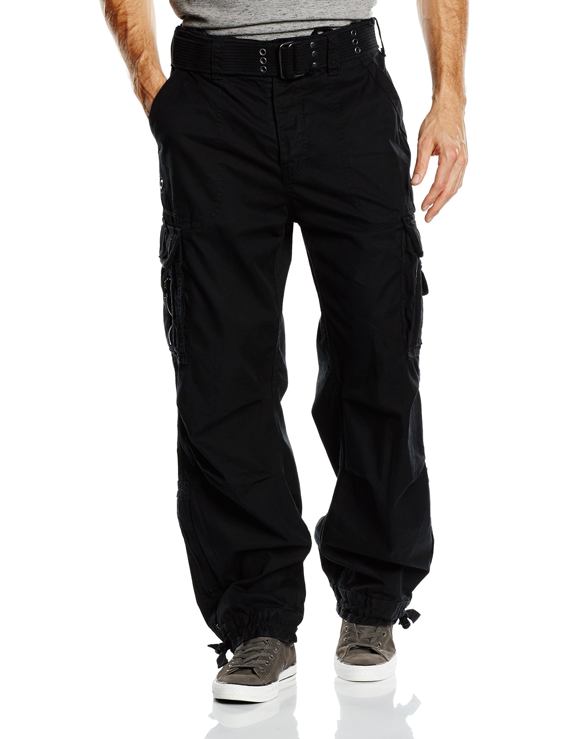 Brandit Men's Royal Vintage Trousers - Classic Black Slim Fit Casual Pants for Business, Office & Everyday Wear