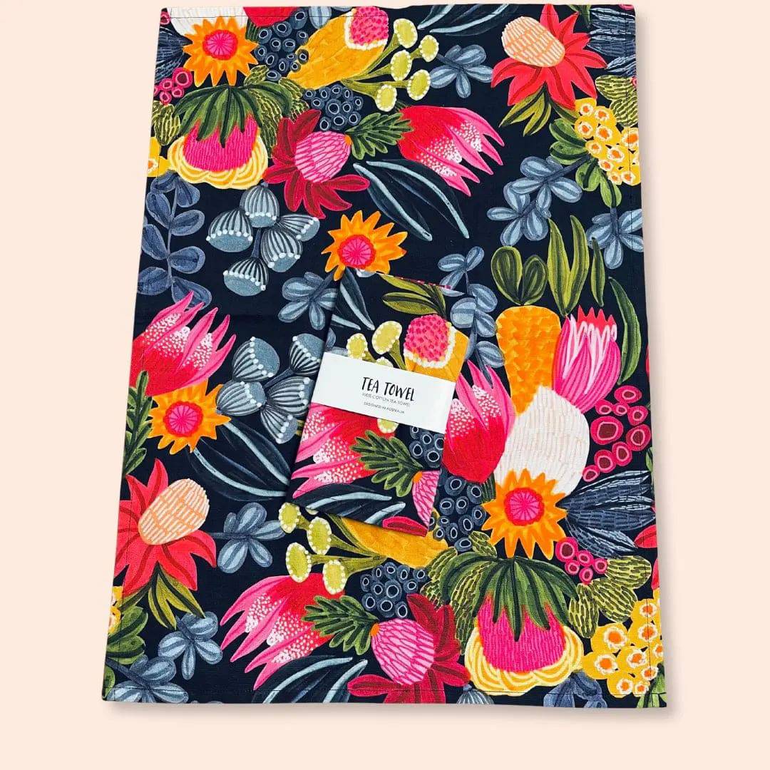 Banksia Beauty Designer Tea Towel - Premium Cotton Kitchen Towel for Drying Dishes & Decor - Perfect for Home, Kitchen, and Gift Giving