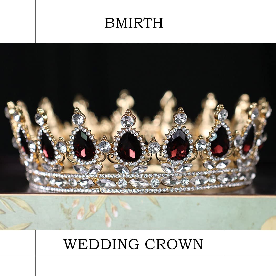 Bmirth Baroque Wedding Crown | Queen Gothic Crown & Tiara | Crystal Bride Wedding Crown | Princess Tiara with Rhinestones | Elegant Hair Accessories for Women & Girls | Perfect for Weddings, Prom, Pageants & Costume Parties