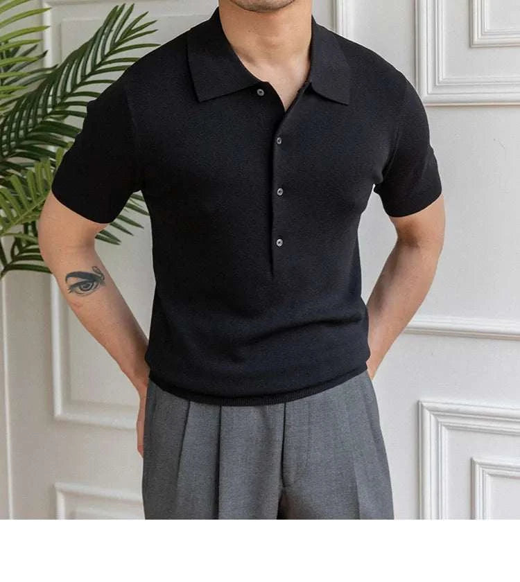 Premium British Polo Shirt for Men - Classic Casual Cotton Knit Top for Golf, Work & Everyday Wear