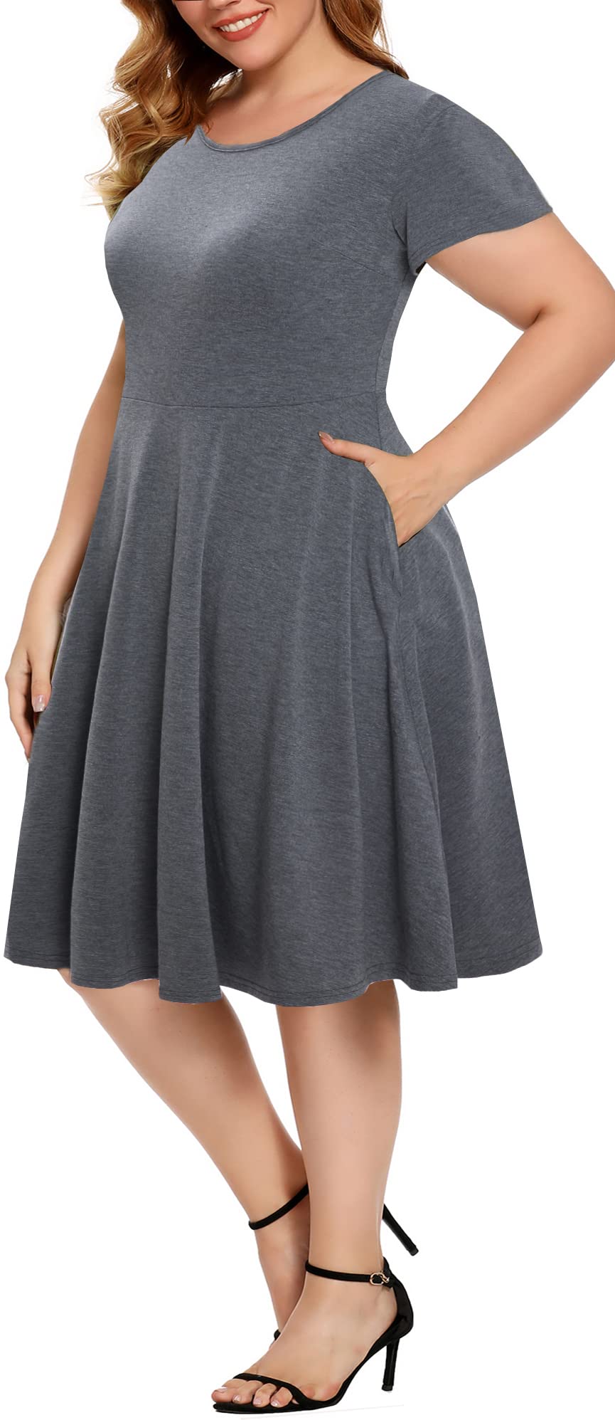 BEDOAR Women's Plus Size Summer Dresses - Flattering Empire Waist, Knee-Length Casual Dress with Pockets | Perfect for Beach, Vacation & Everyday Wear