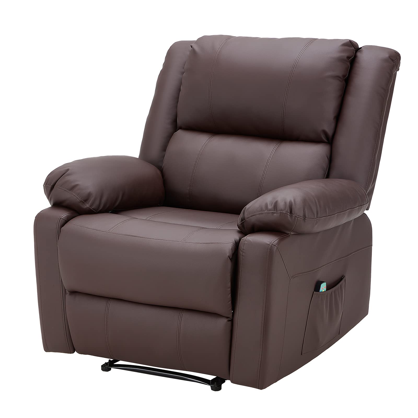 Premium Massage Recliner Chair with Heat Function - 360° Swivel & Rocking Motion, Faux Leather Living Room Sofa for Adults, Home Theater Seating with Convenient Side Pockets (Brown) - Perfect for Relaxation, Movie Nights & Living Room Comfort
