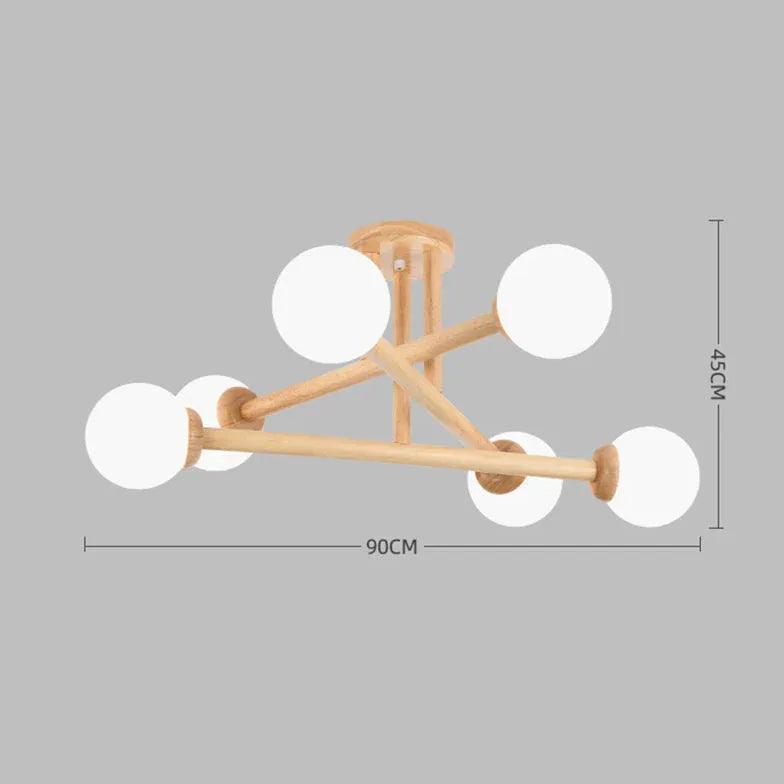 Modern Triangle Interlacing Wooden Flush Ceiling Light Fixture for Bedroom - Stylish Ambient Lighting for Home Decor, Living Room & Dining Area