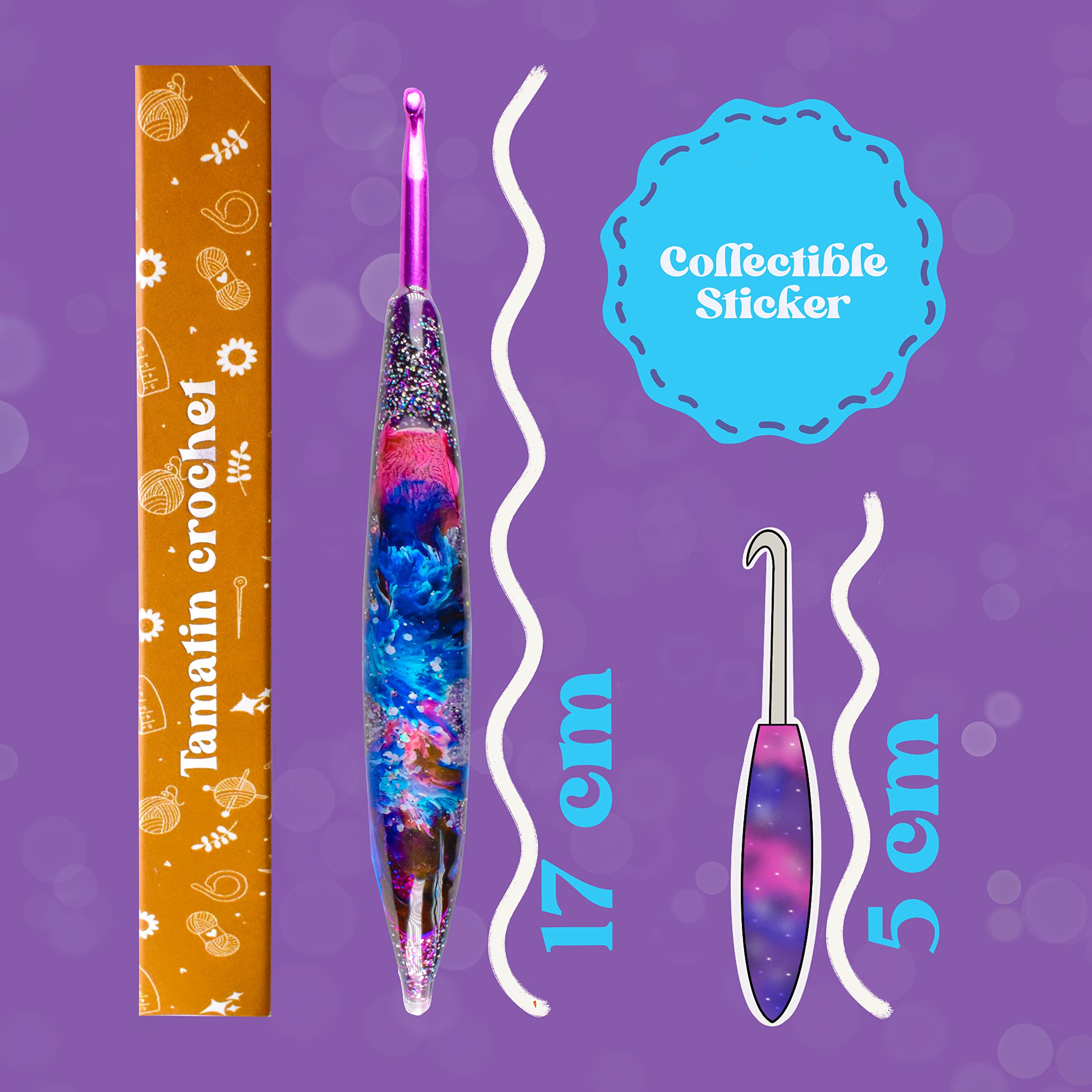 Tamatin Crochet Hook 2mm - Limited Edition Ergonomic Resin Handle with Galaxy Design for Comfortable Crocheting | Perfect for Yarn Crafts, DIY Projects & Gift for Knitters
