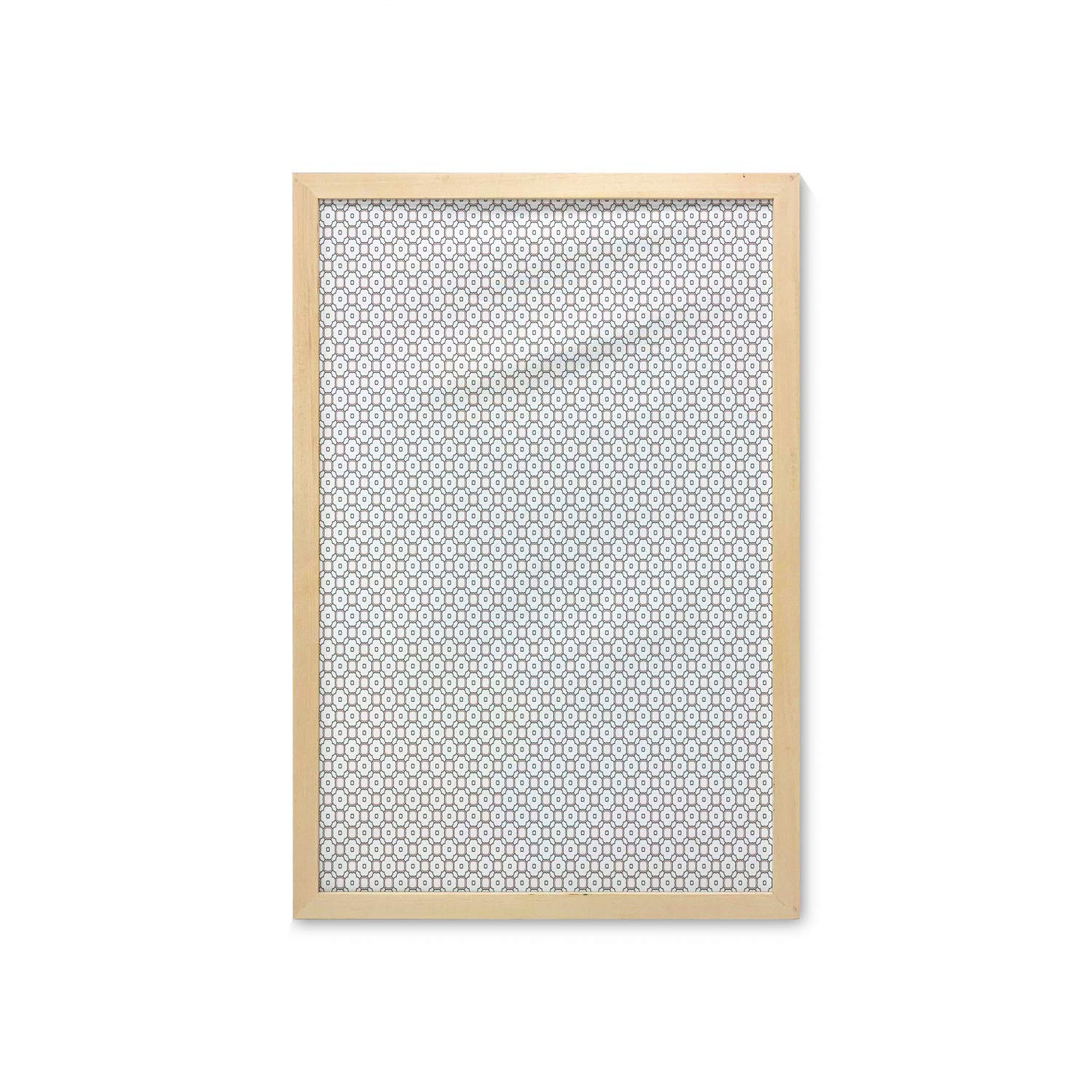 Ambesonne Abstract Wall Art with Frame - Ornamental Round Squares Design, Printed Fabric Poster 23
