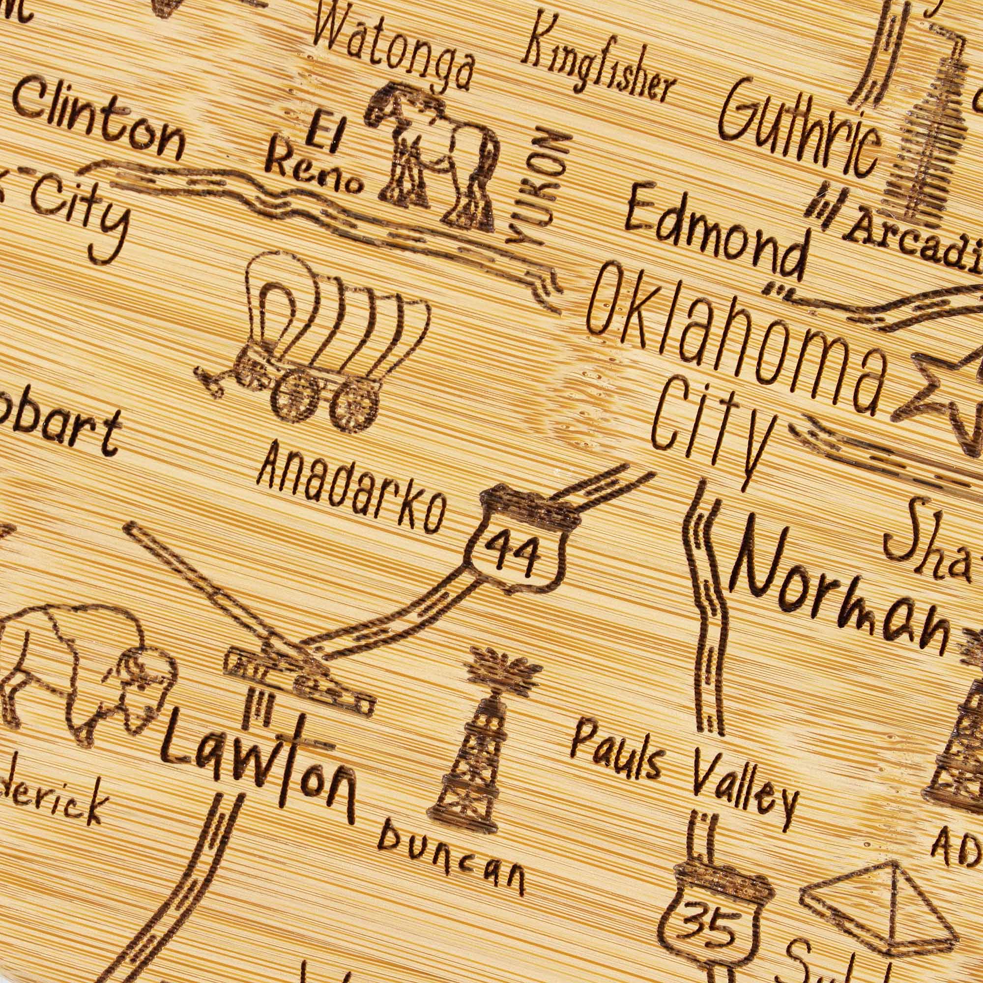 Premium Oklahoma-Themed Wooden Cutting Board - 16.75 x 9 Inches - Perfect for Kitchen Prep, Charcuterie Boards & Home Decor