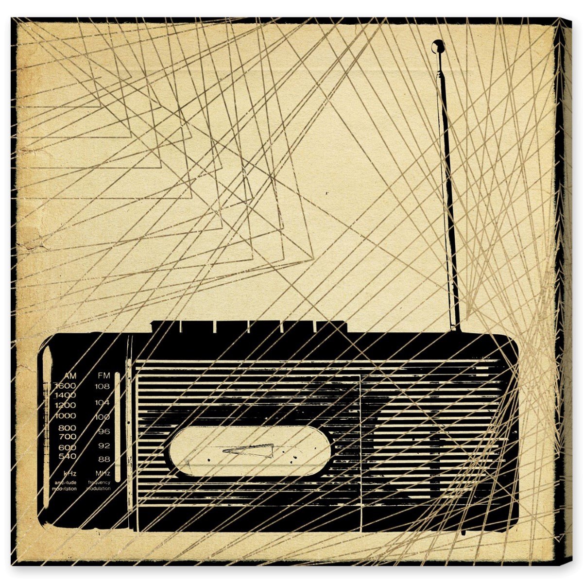 Oliver Gal Artist Co. Music Wall Art Canvas Print - 16x16 Inch Black & White Radio Decor for Living Room, Bedroom & Office