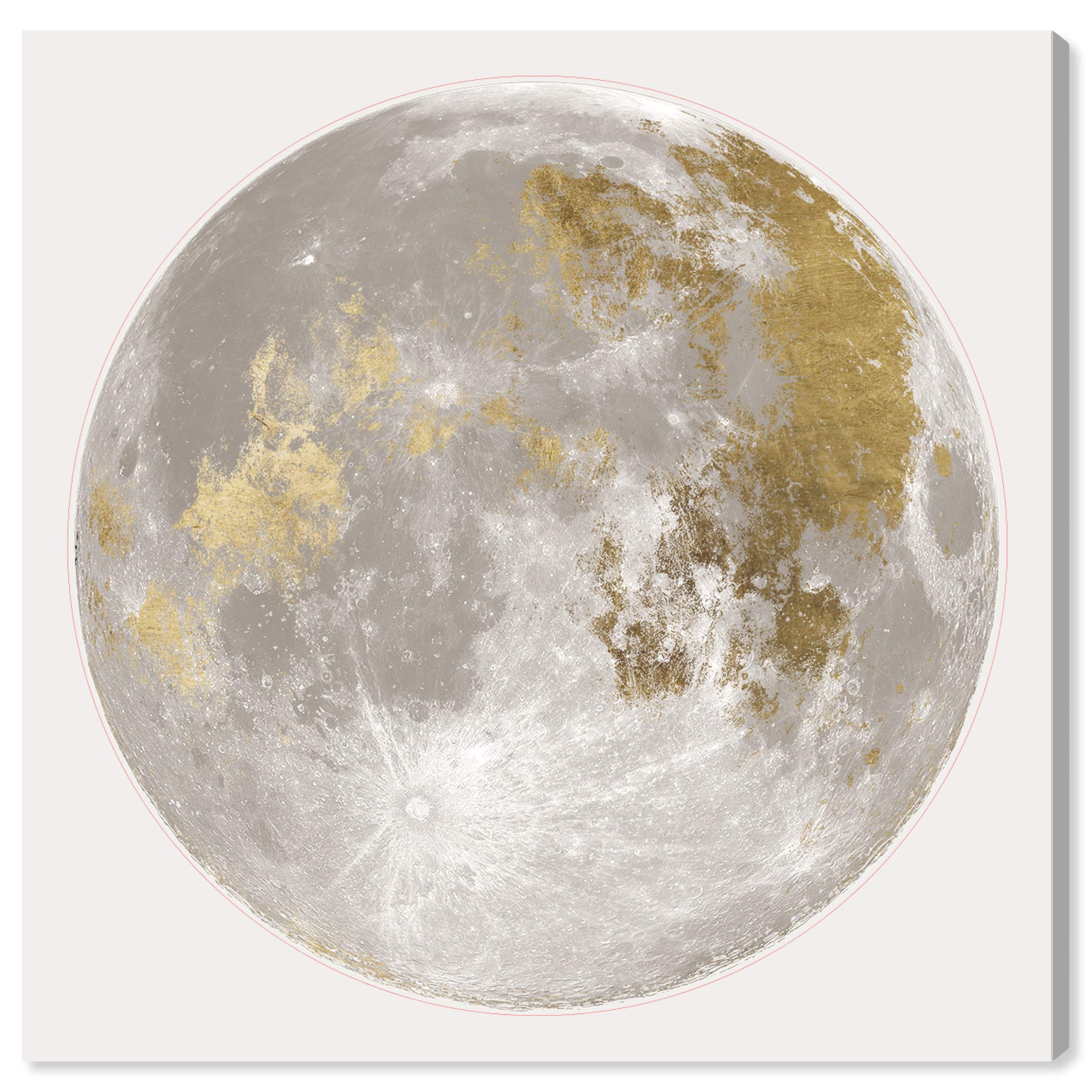 Oliver Gal Artist Co. 'Moon Light I' Space Wall Art Canvas Print - 30x30 Inch Gold & White Modern Home Decor - Perfect for Living Room, Bedroom & Office Wall Decoration