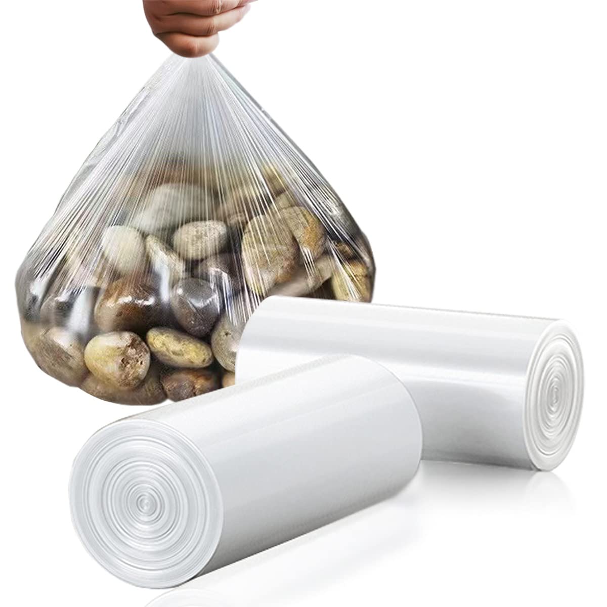 4 Gallon Small Trash Bags (110 Count) - Clear Unscented Waste Basket Liners for Bathroom, Kitchen & Bedroom | Fits 5 Gallon/15L Cans - Perfect for Home, Office & Dorm Use