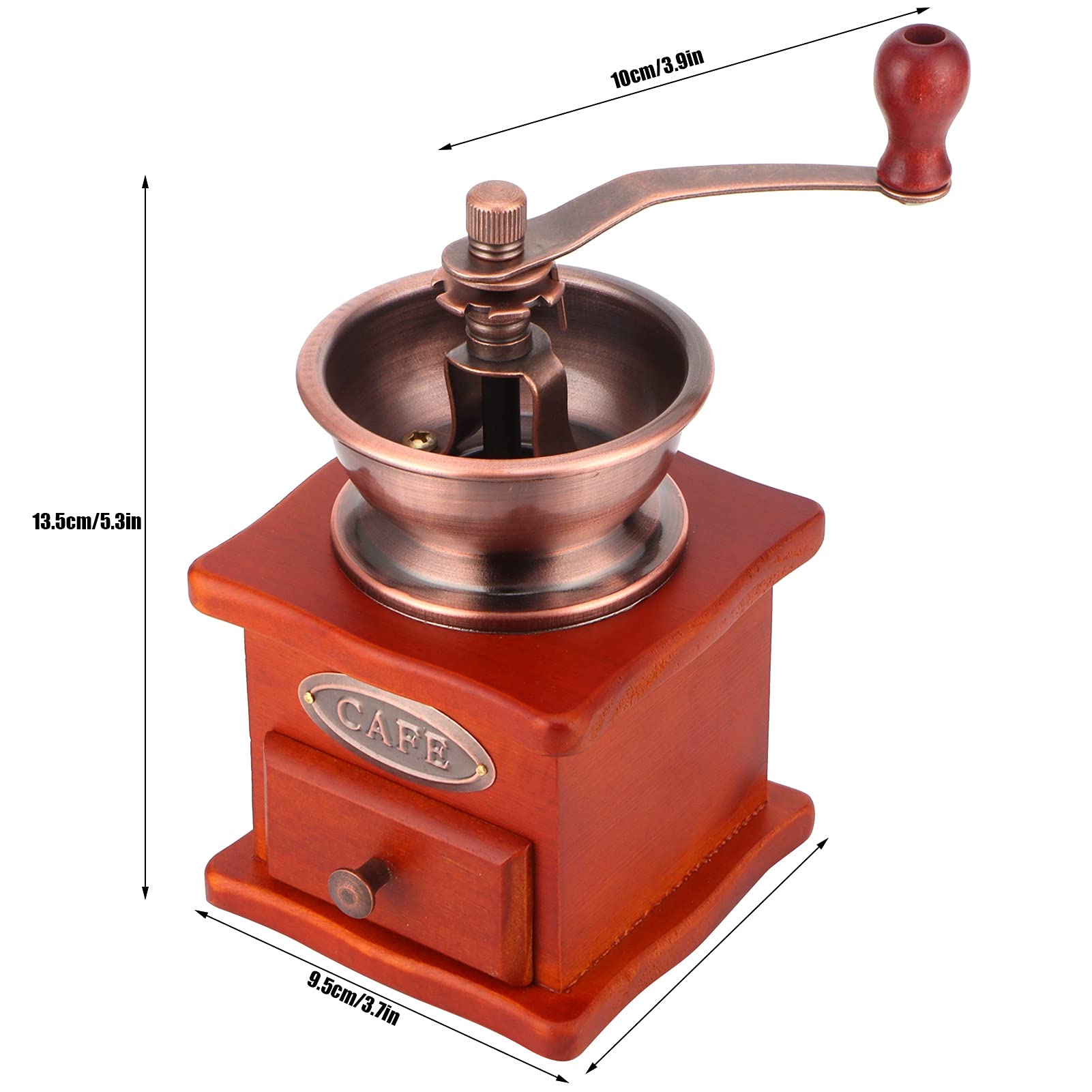 Premium Manual Coffee Grinder - Vintage Wooden Hand Crank Mill for Fresh Ground Coffee Beans, Durable & Wear-Resistant - Perfect for Home, Camping & Travel Brewing
