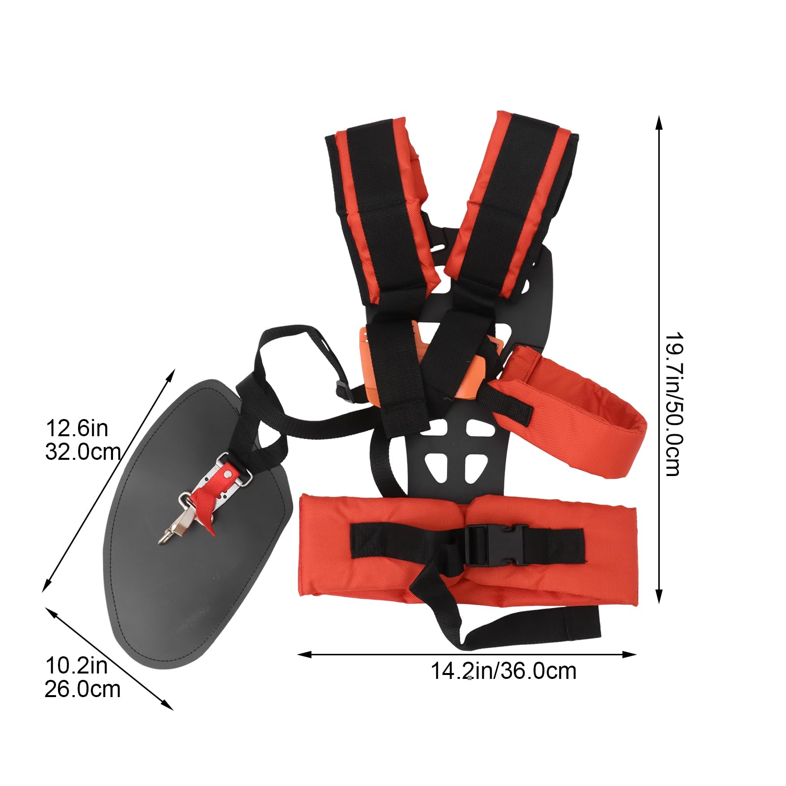 DOITOOL Adjustable Double Shoulder Harness Strap for String Trimmer & Lawn Mower - Comfort Padded Belt with Ergonomic Design - Ideal for Brush Cutter, Weed Eater & Yard Maintenance (Orange) - Perfect for Landscaping, Gardening & Professional Lawn Care