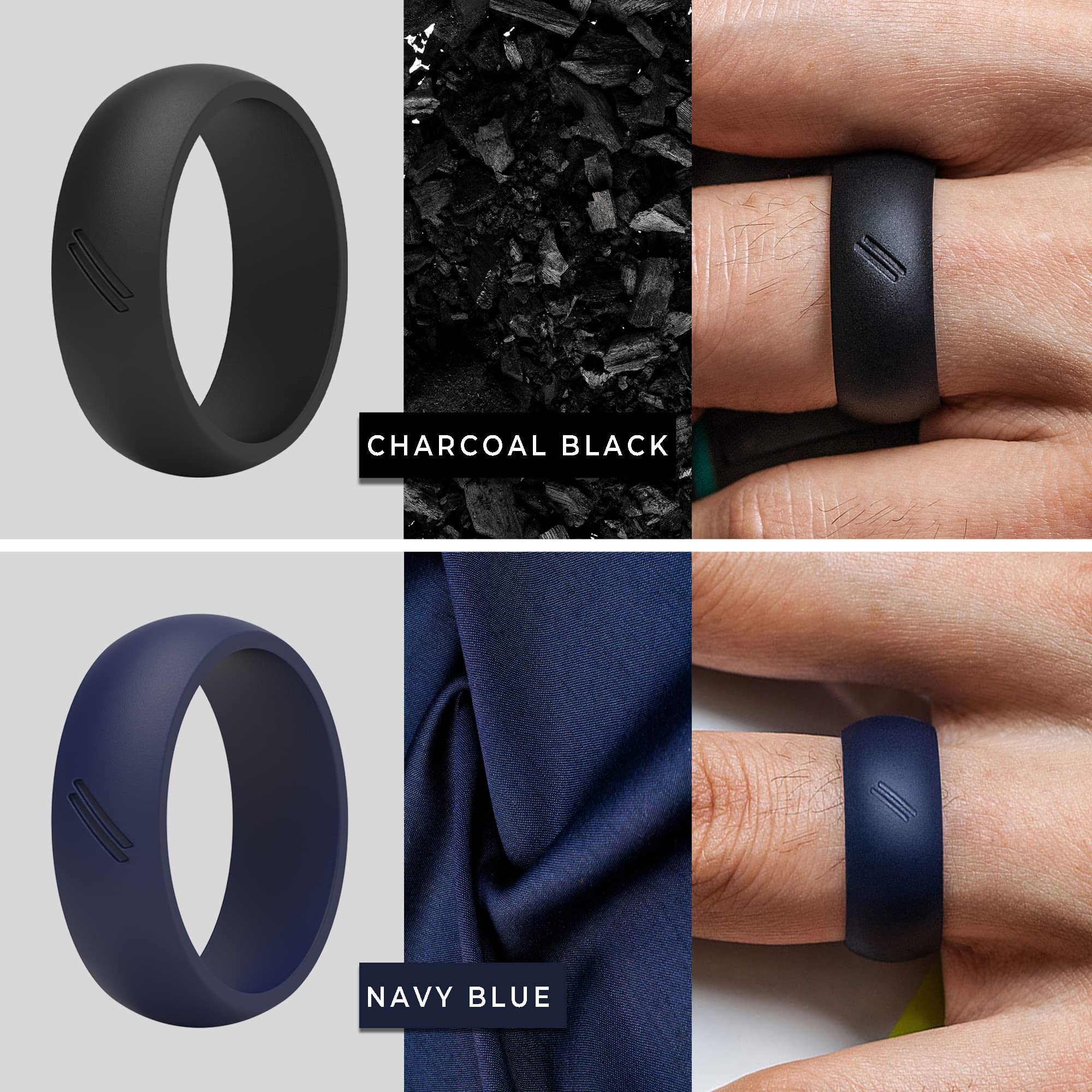 ThunderFit Silicone Wedding Rings for Men - 4 Pack Durable Rubber Bands, 8.7mm Wide & 2.5mm Thick - Perfect for Gym, Swimming, Sports & Outdoor Activities