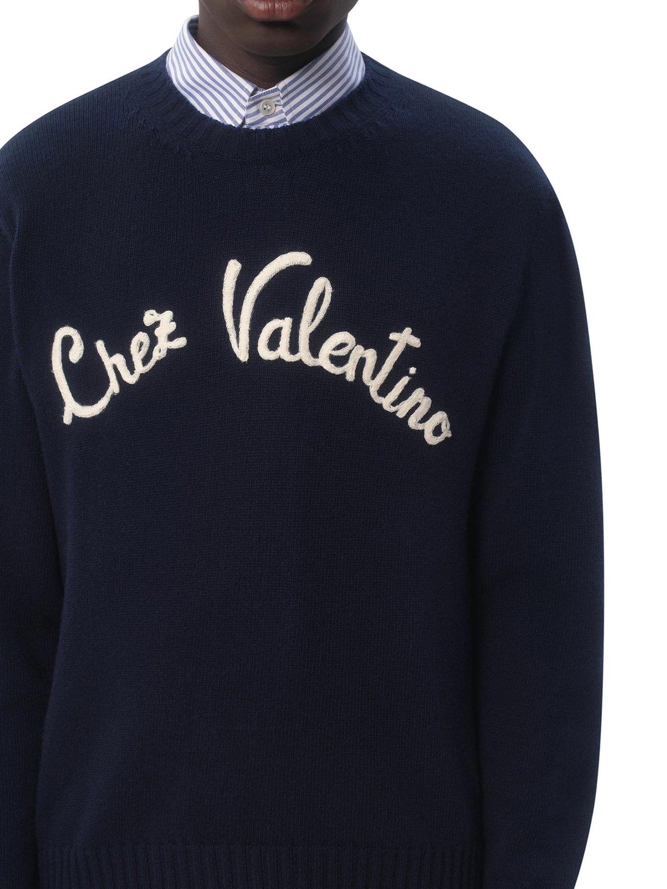 Premium Crewneck Wool Sweater with Chez Valentino Embroidery - Cozy Winter Pullover for Men & Women | Perfect for Casual Outfits, Office Wear & Holiday Gatherings