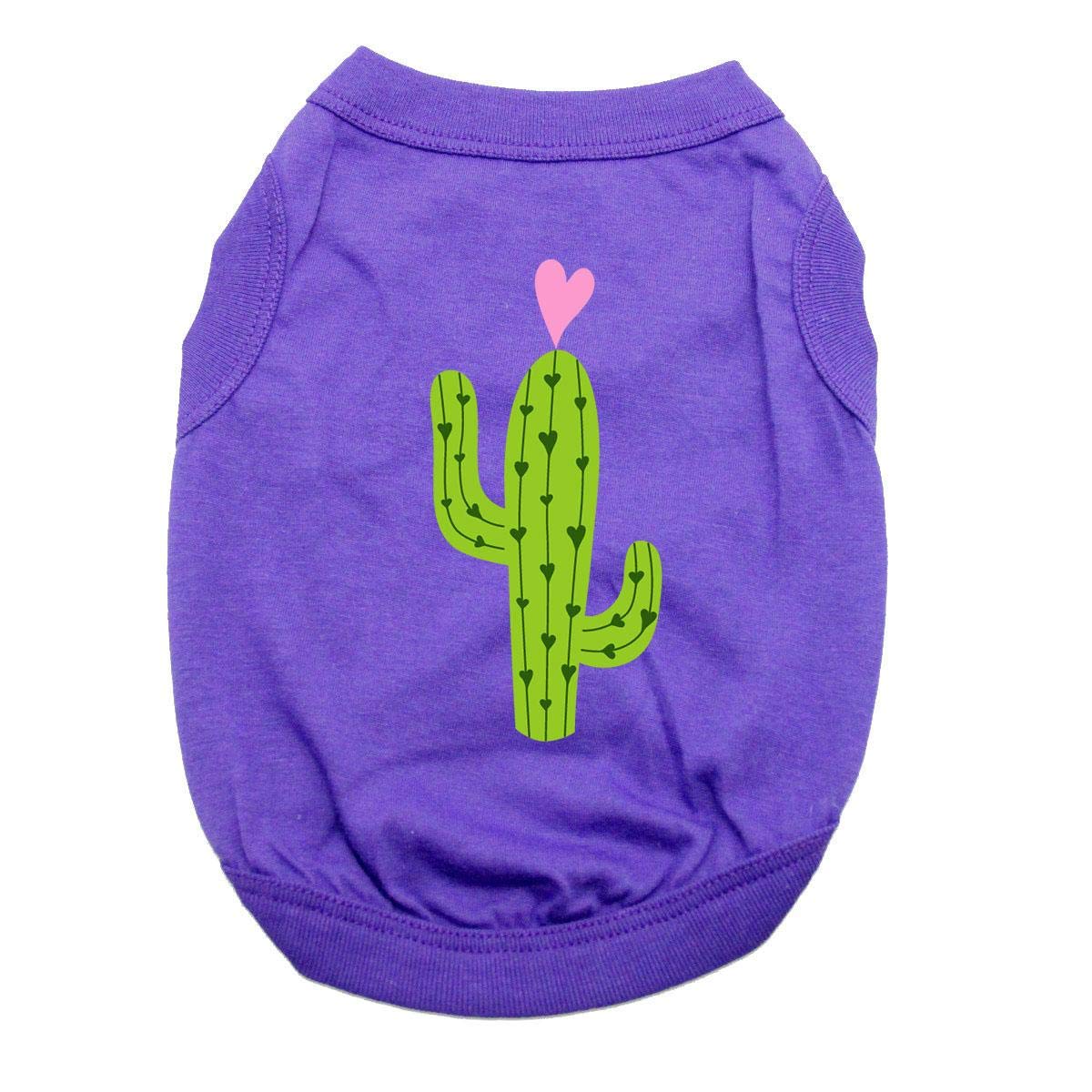 Cactus Dog Shirt for Small Dogs - Purple & Yellow Pet Clothes | Cute Summer Outfit for Beach & Outdoor Adventures