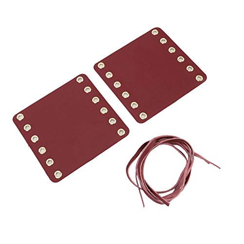 Red Leather Motorcycle Grip Covers 2Pcs with Strap, 4.33 x 4.53inch Handlebar Hand Grip Covers for Motorcycle Modification Accessories, Perfect for Cruiser, Sport, and Touring Bikes