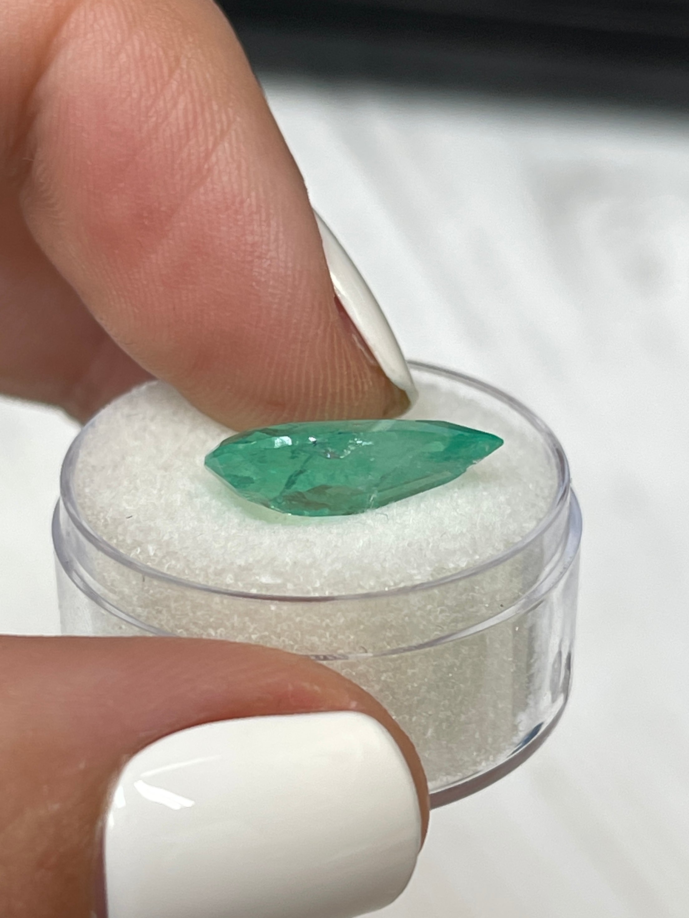 4.22 Carat 16x10mm Light Bluish Green Natural Loose Colombian Emerald Pear Cut Gemstone for Jewelry Making, Engagement Rings & Luxury Gifts