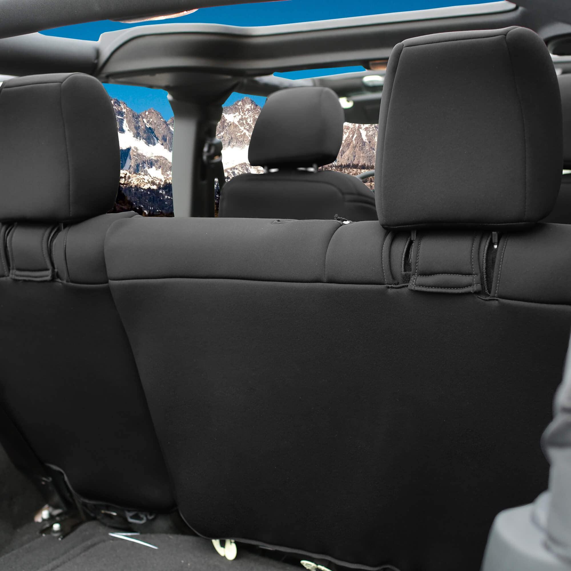 FH Group Custom Fit Neoprene Seat Covers for 2007-2017 Jeep Wrangler JK 4 Door - Water Resistant 2nd Row Rear Set in Beige | Perfect for Off-Road Adventures & Daily Commutes