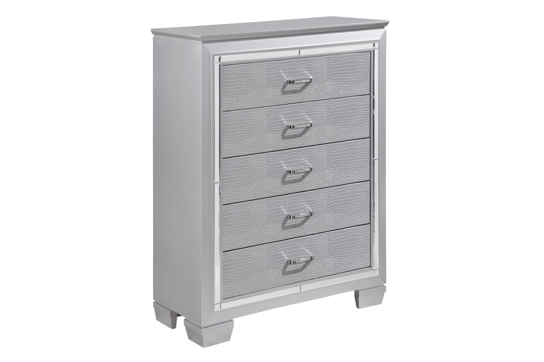 Allura Silver Bedroom Collection - Modern Luxury Bedroom Furniture Set with Dresser, Nightstand & Mirror | Perfect for Master Bedroom, Guest Room & Apartment Decor