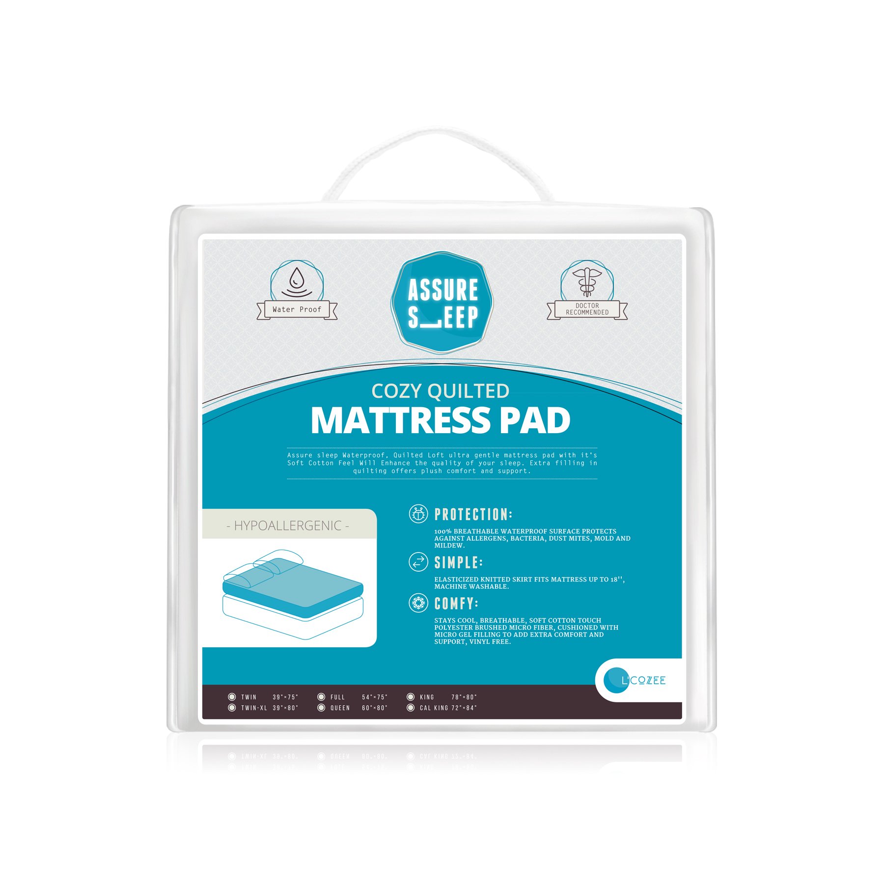 Quilted Waterproof Mattress Pad Cover - Hypoallergenic Twin XL Size, Fits Up to 18