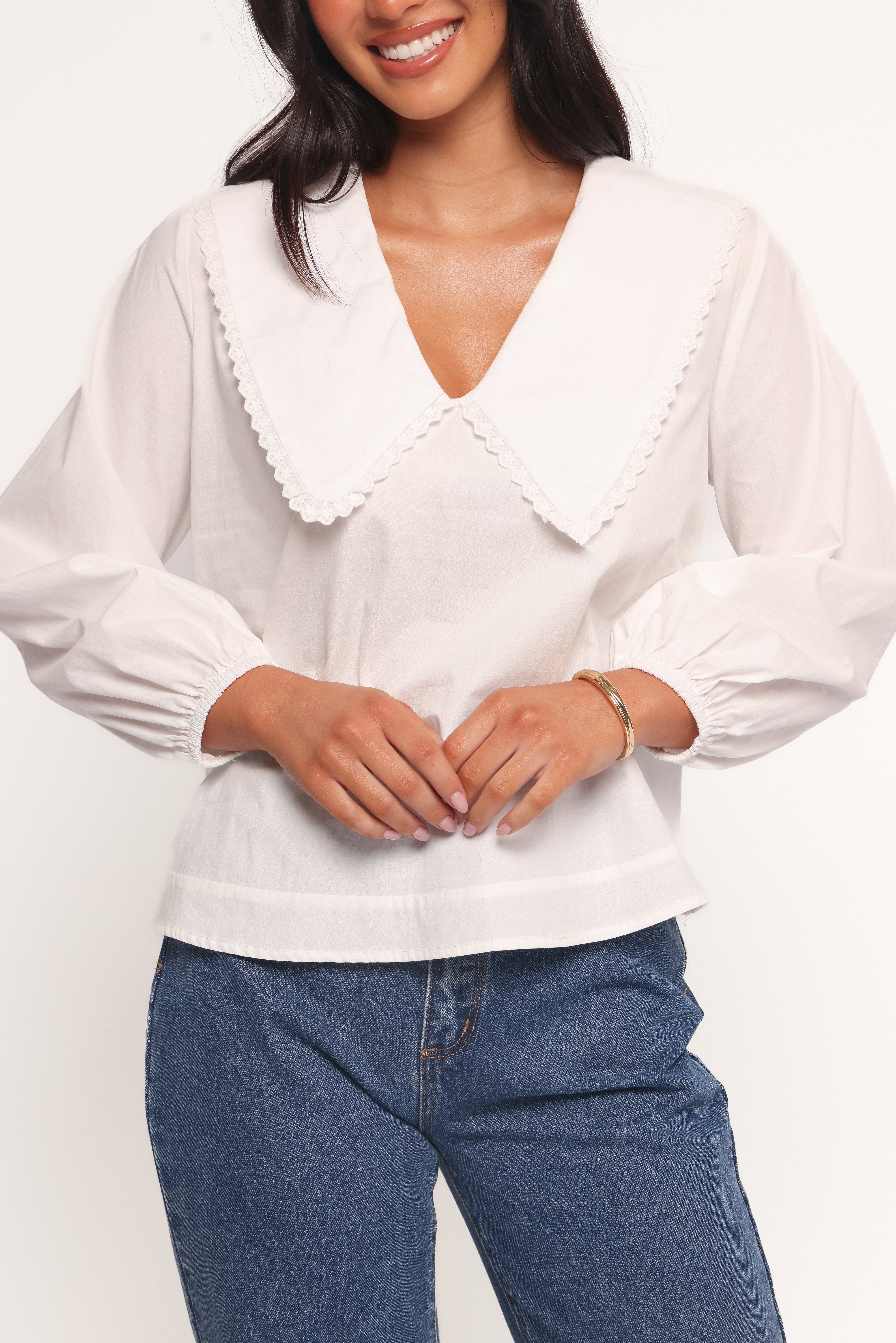 Kenna Women's Long Sleeve Casual T-Shirt - Soft Cotton Basic Top for Everyday Wear (White) | Perfect for Work, Layering & Fall Outfits
