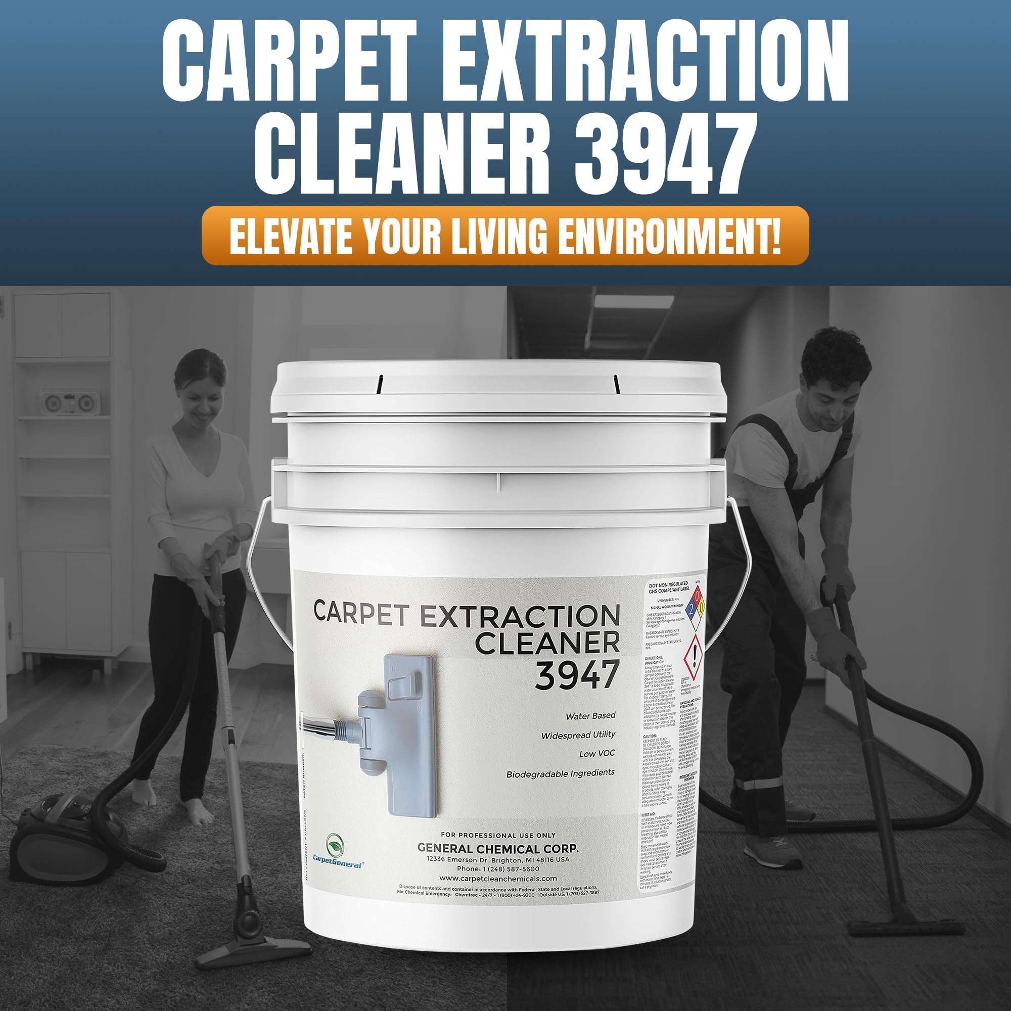 Professional Water-Based Carpet Extraction Cleaner Solution - Heavy Duty Deep Clean & Stain Remover for Machines | Pet-Safe Formula | Ideal for Residential & Commercial Use | Perfect for High-Traffic Areas, Pet Accidents & Tough Stains