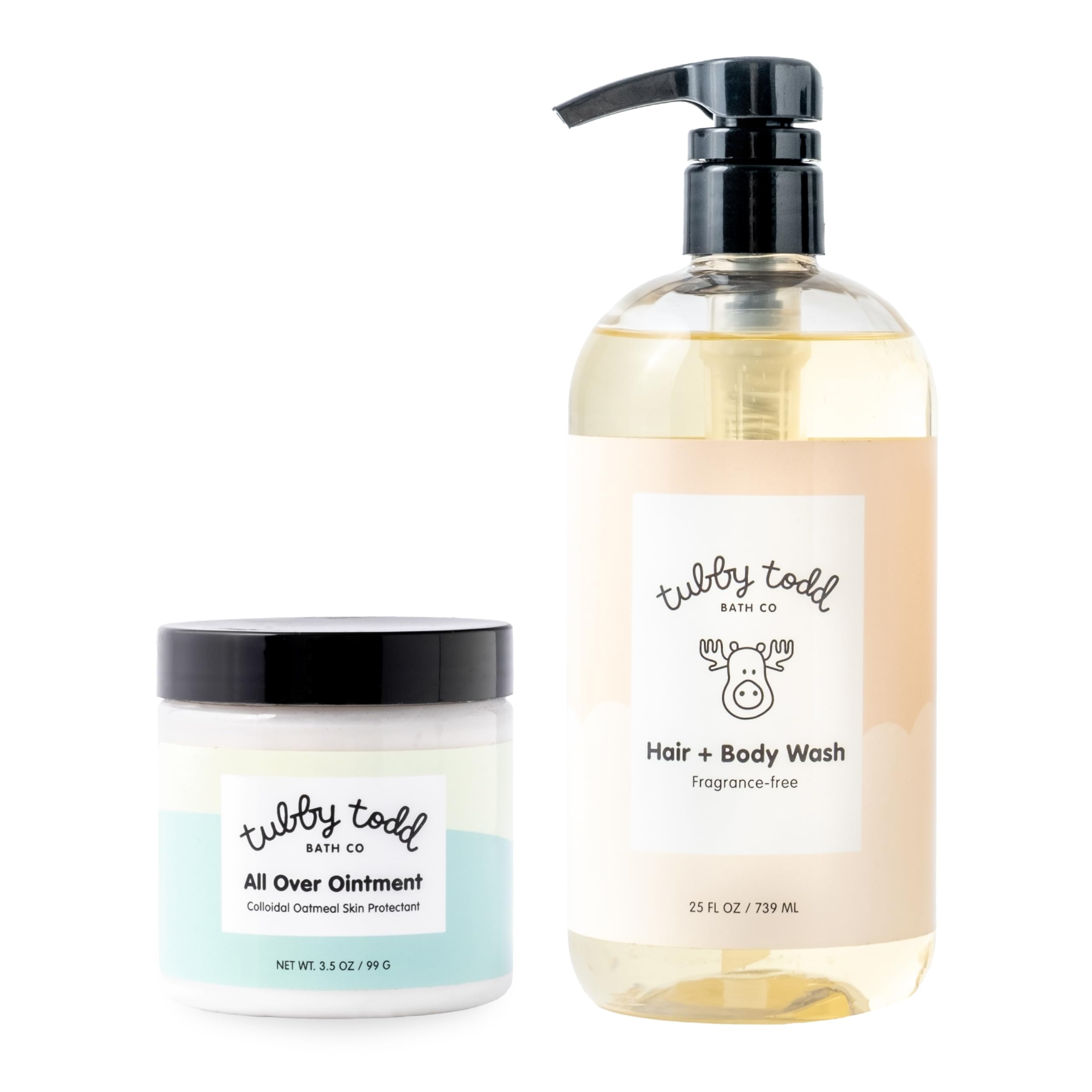 TUBBY TODD Baby Body Wash & All Over Ointment Eczema Care Set - Hypoallergenic, Fragrance-Free 25oz Skincare for Newborns & Toddlers - Gentle Daily Bath & Moisturizing Solution for Sensitive Skin & Eczema Relief