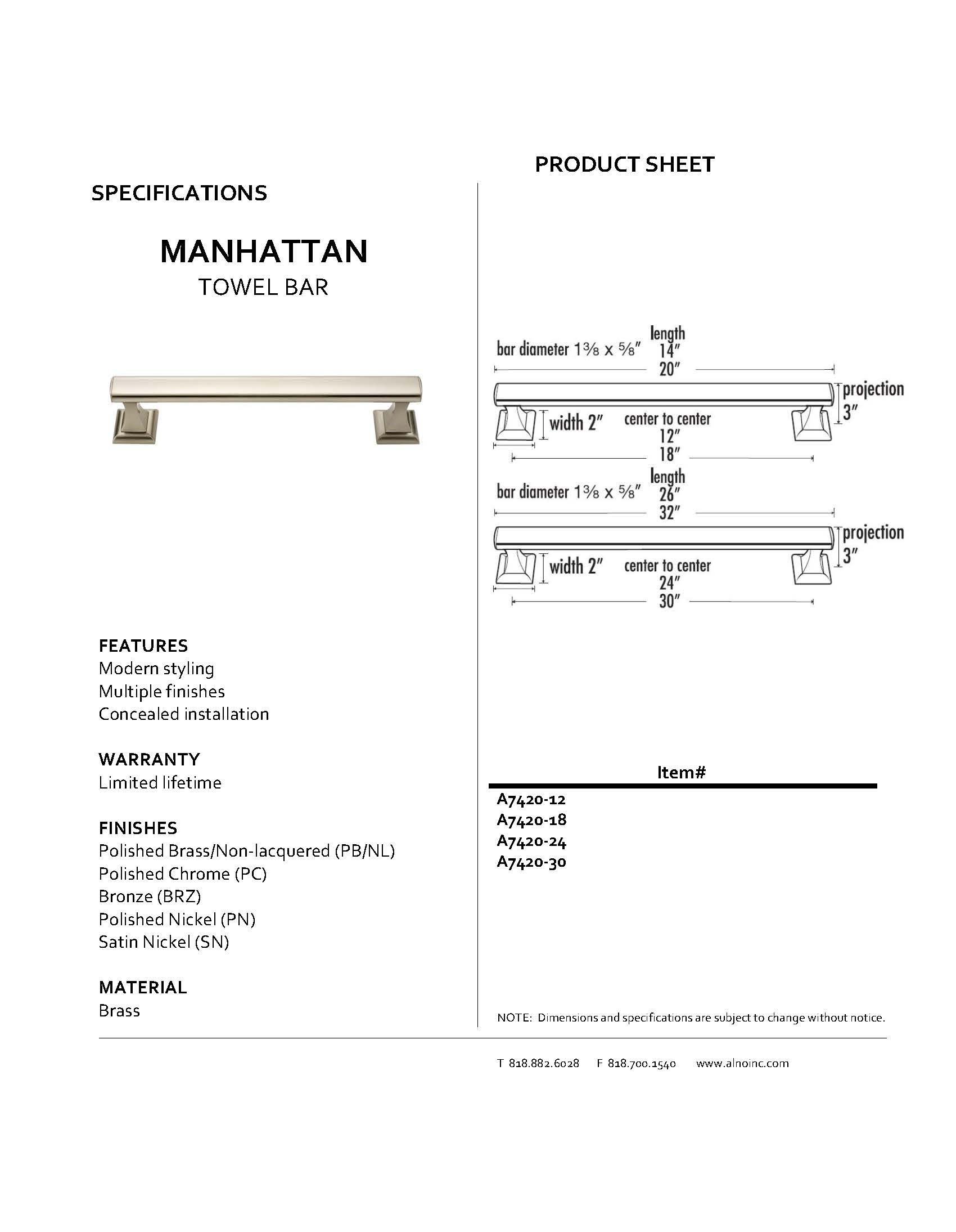 Manhattan Modern Towel Bars 30