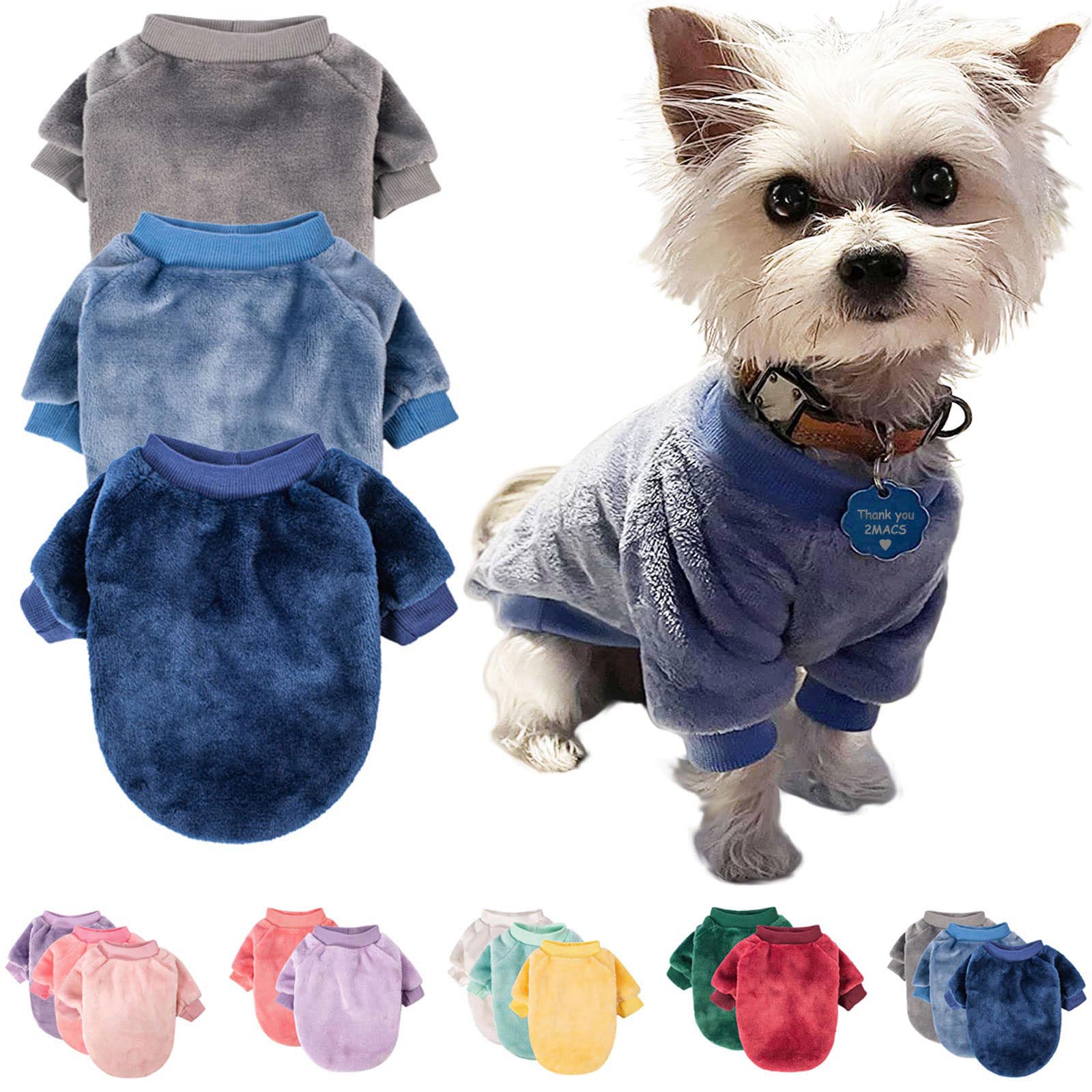 FabriCastle 3-Pack Ultra Soft & Warm Dog Sweaters for Small & Medium Dogs - Cozy Pet Clothes for Winter, Cat & Puppy Sweater Set (XS, Grey/Blue/Navy) - Perfect for Indoor & Outdoor Adventures