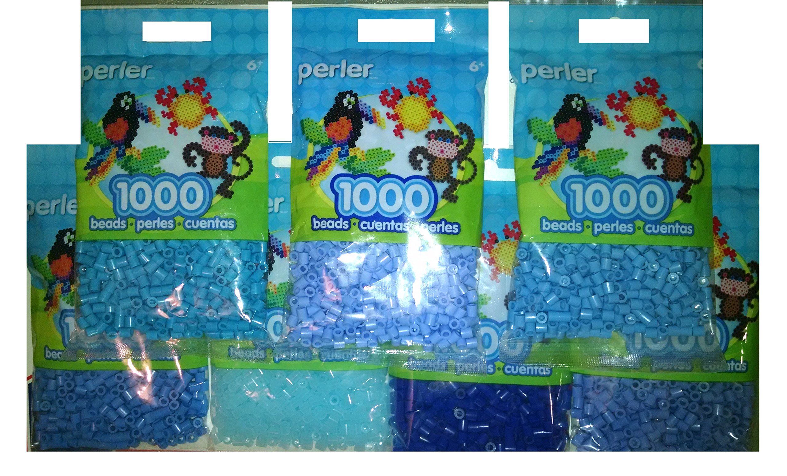 Perler Beads 7-Pack Assorted Colors (Dark Blue, Light Blue, Pastel, Blueberry Cream, Clear Blue, Turquoise, Periwinkle) for DIY Crafts, Jewelry Making & Kids Art Projects