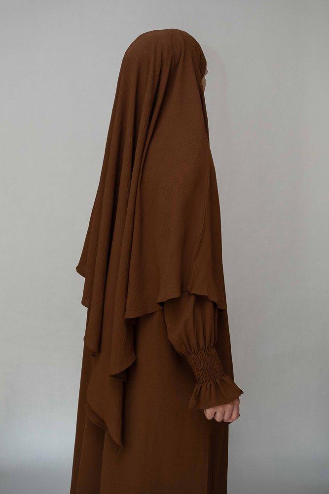 Kalean Travel Abaya Dress - Wrinkle-Free Coffee Color Modest Muslim Dress for Women | Perfect for Airplane, Vacation & Everyday Wear
