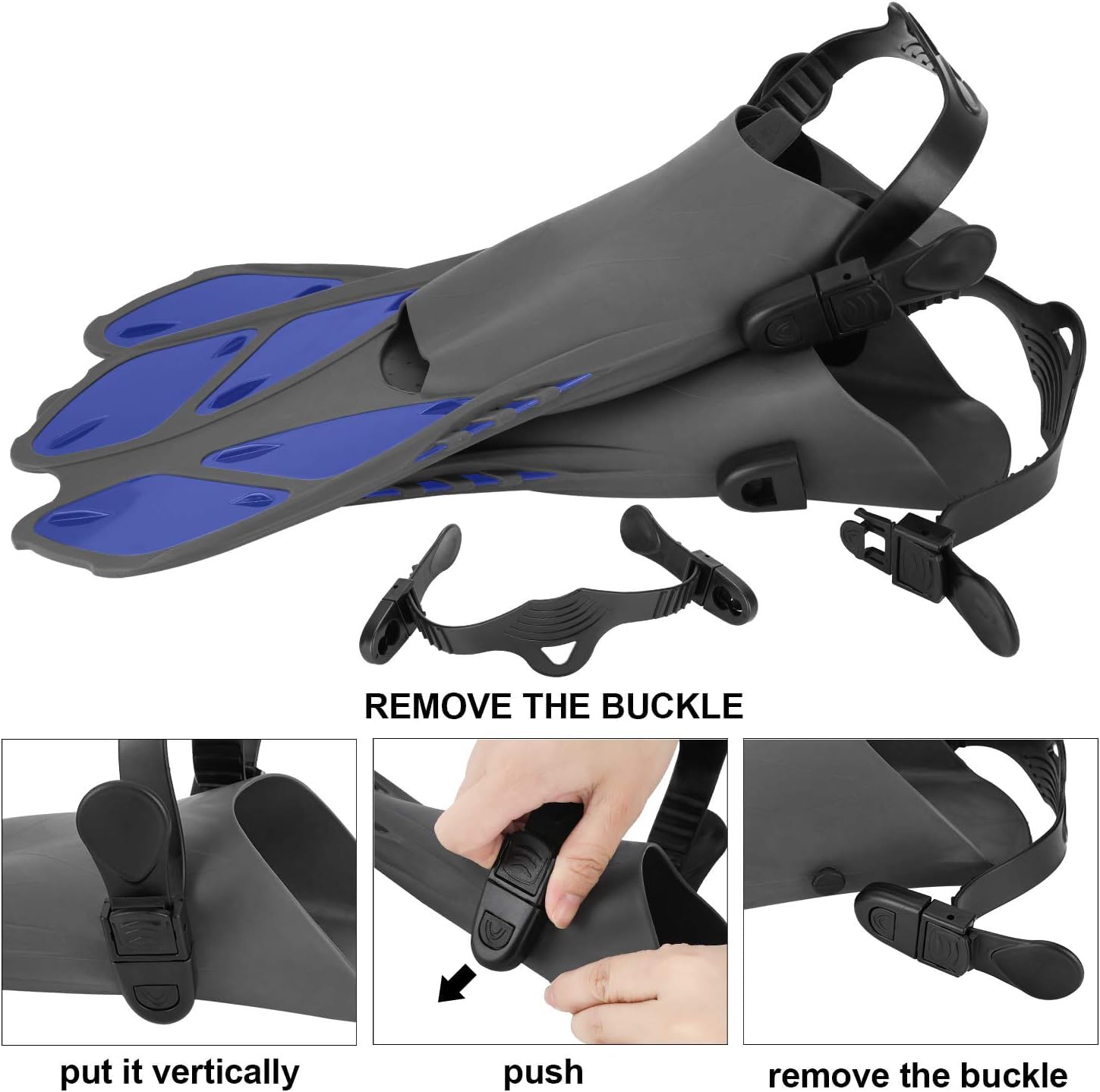 Oumers Adjustable Snorkel Fins for Adults - Travel Size Diving Flippers with Comfortable Strap, Mesh Storage Bag & Extra Buckle - Perfect for Snorkeling, Scuba Diving & Beach Swimming (Men & Women)