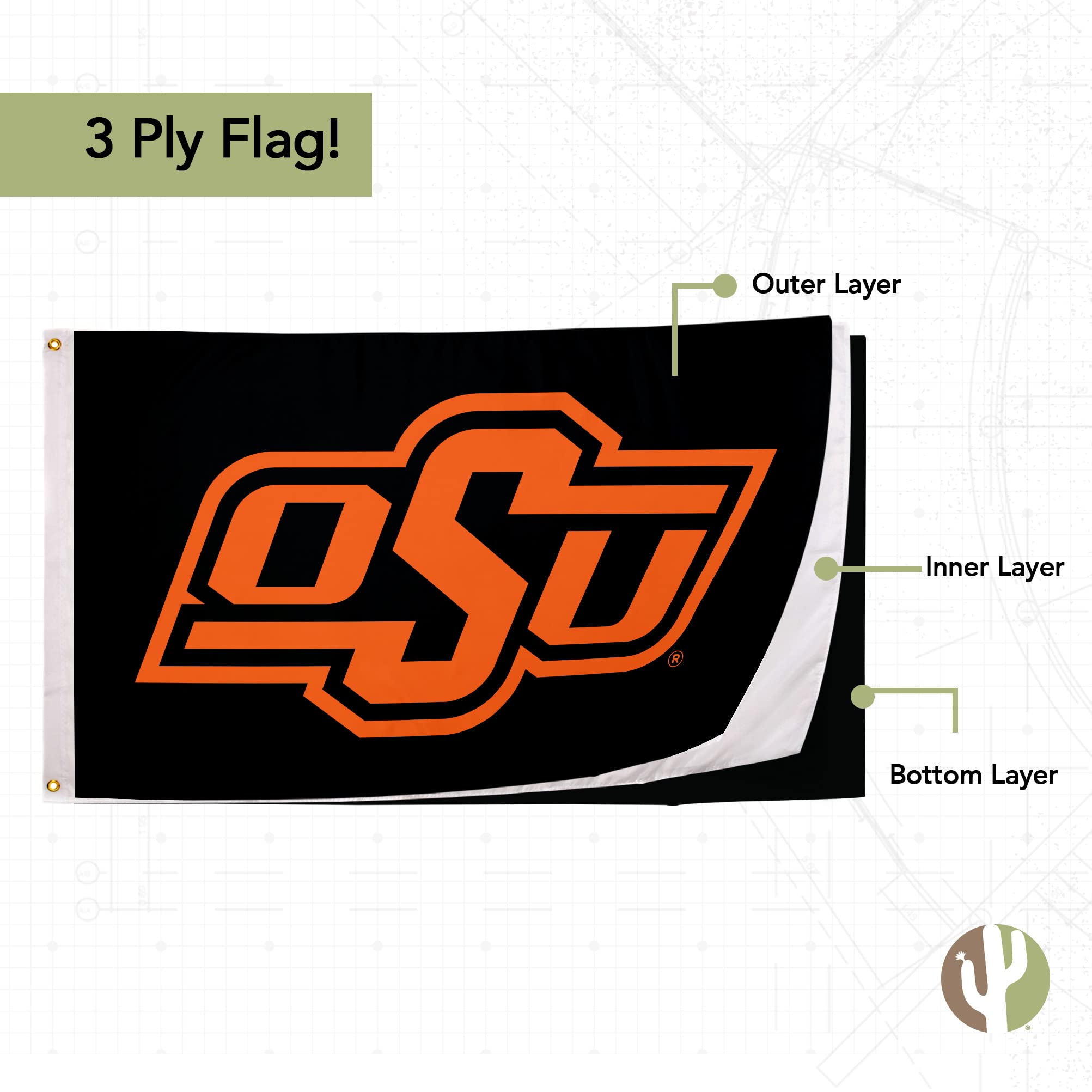 OSU Cowboys Double-Sided Flag 3x5ft - Indoor/Outdoor Polyester Banner for Game Day & Decor