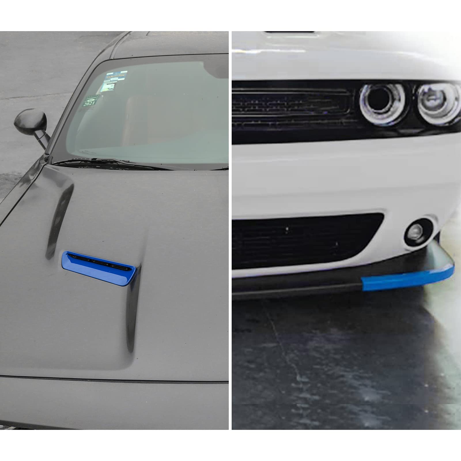 2015-2024 Dodge Challenger Hood Air Conditioner Outlet Cover - Blue ABS Front Bumper Lip Splitter Protector Replacement (4PCS) | Exterior Accessories for Enhanced Aerodynamics & Style