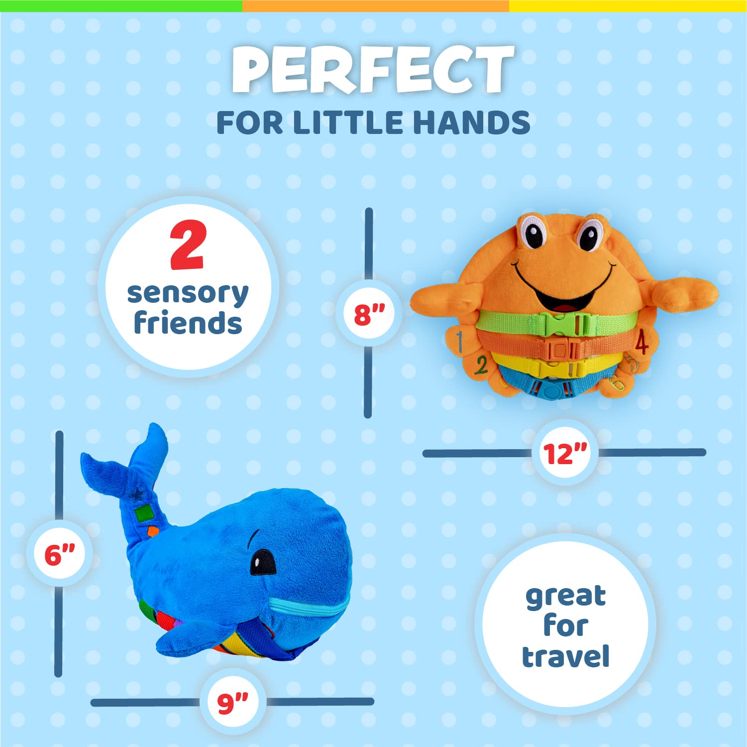 Buckle Toys - Blu Whale & Barney Crab Ocean Buddies Bundle for Toddlers | Sensory Learning Toys for Autistic Kids | Perfect for Travel, Daycare & Preschool Playtime